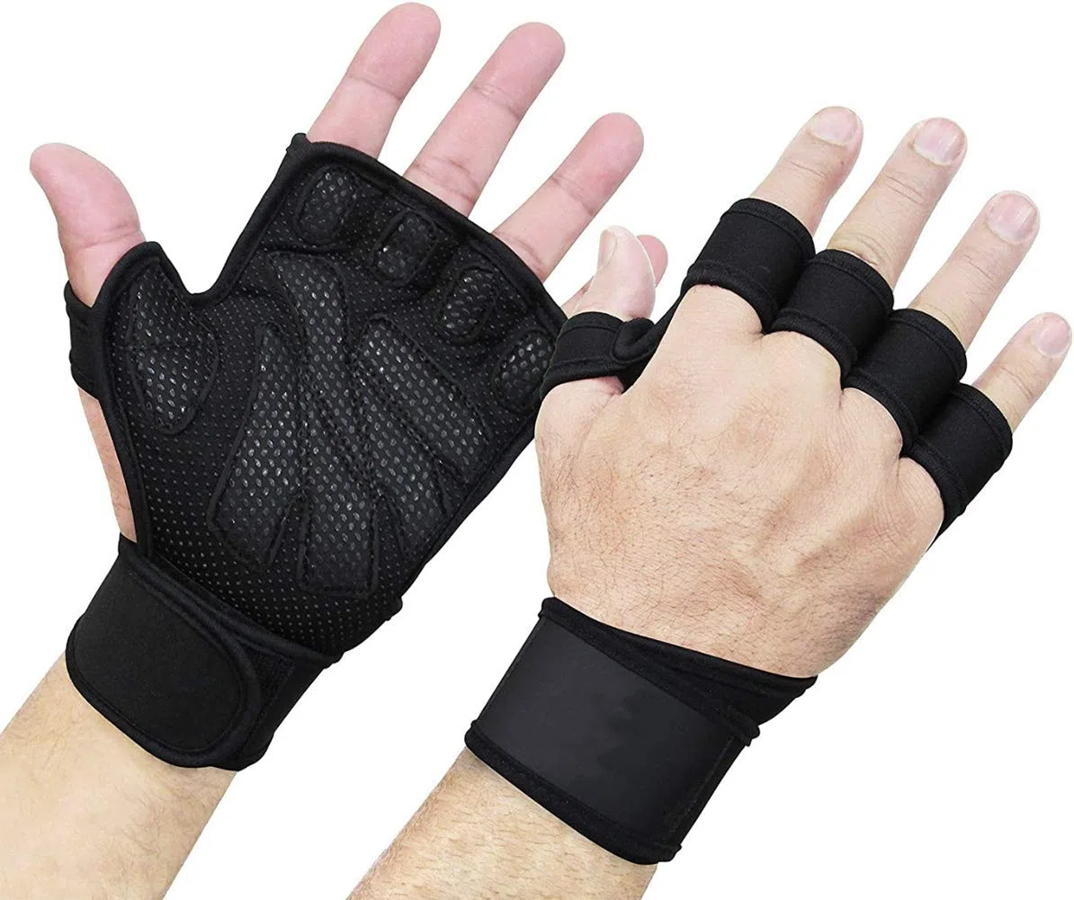 Guanti Palestra Uomo Donna Traspiranti Antiscivolo con Polsiere - Calisthenics Paracalli Crossfit Sollevamento Pesi Fitness (Small)