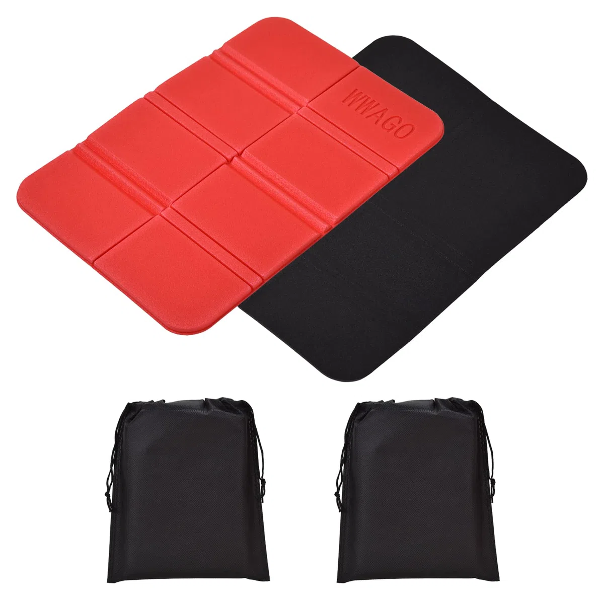 Willingood Confezione da 2 cuscini pieghevoli, impermeabili, per esterni, isolanti, per bambini, con 2 tasche, per giardino, stadio, caccia, campeggio, escursioni, picnic