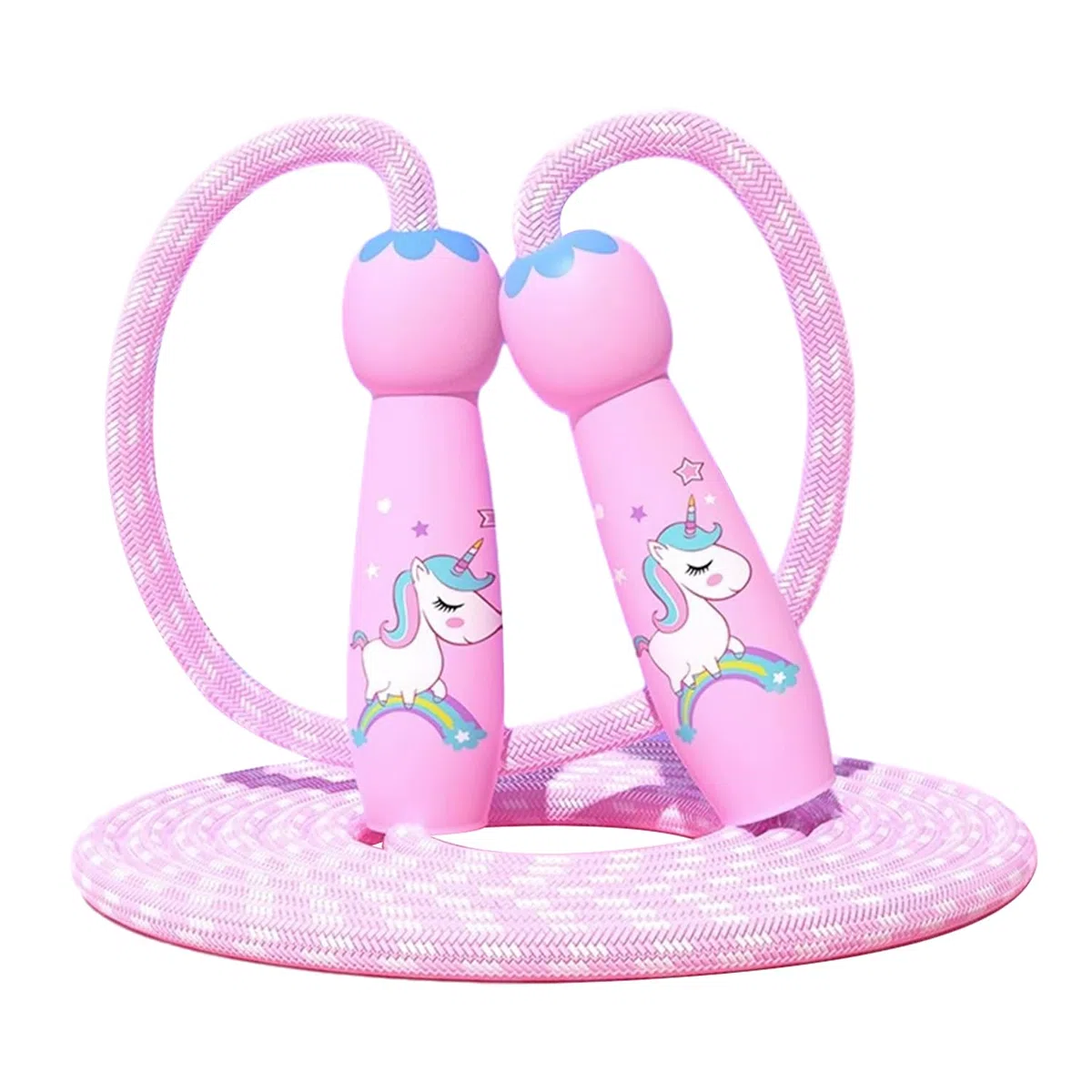 1 corda per saltare in pelle rosa per bambini, corda di cotone con comoda impugnatura, non si annodano o si avvolgono, regolabile in lunghezza, specifica per bambini e principianti