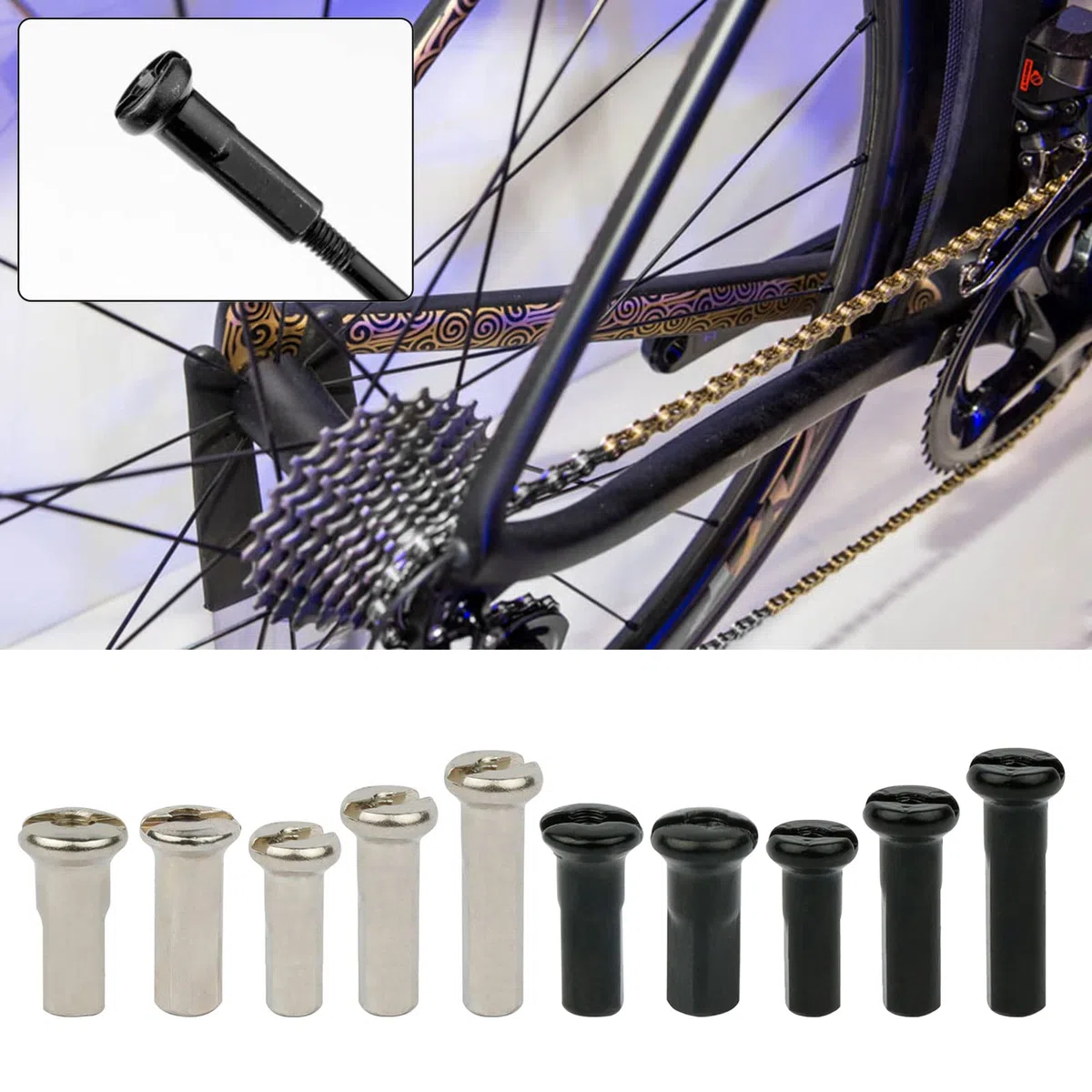 50PCS Ottone Nipple 14G 13G 12G Mountain Road Biciclette Ruota Scooter Bike Cap Ottone Parte Rivestita