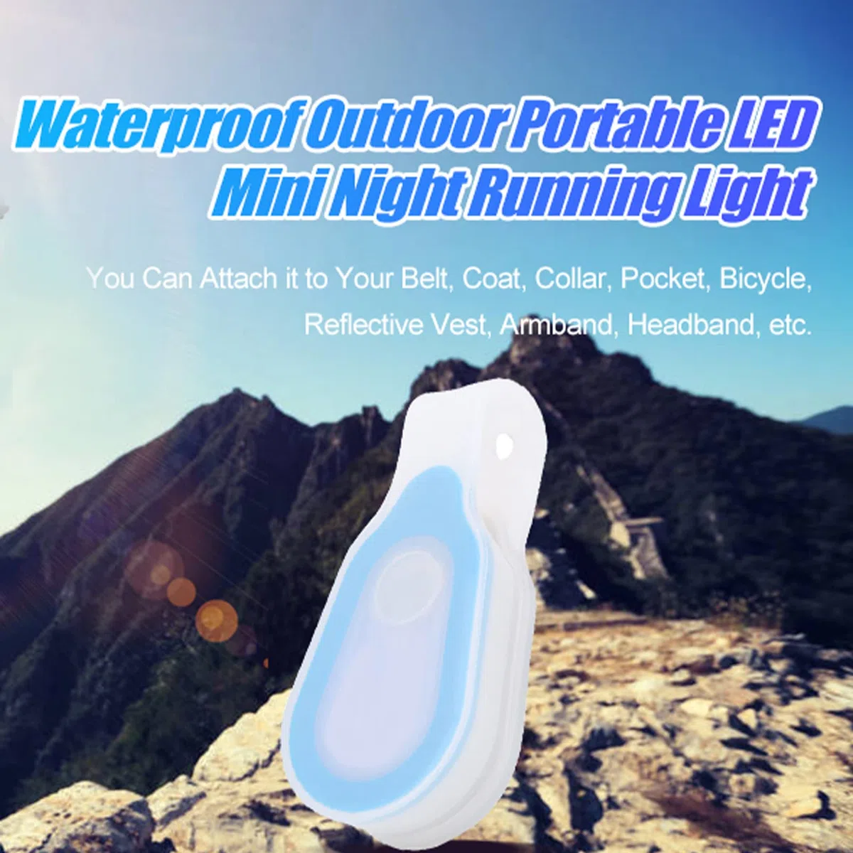 Luce da corsa, Mini luce notturna a LED portatile da esterno impermeabile Lampada da corsa con clip in silicone per cam, escursionismo, camminata con il cane, corsa, arrampicata (Blau)