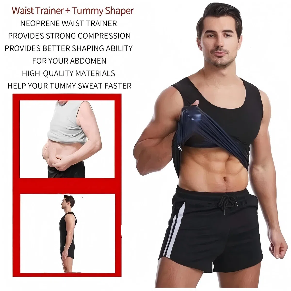 Canotta da uomo dimagrante Sauna T Shirt dimagrante Pancia piatta Tuta Body Shaper Fitness Sport