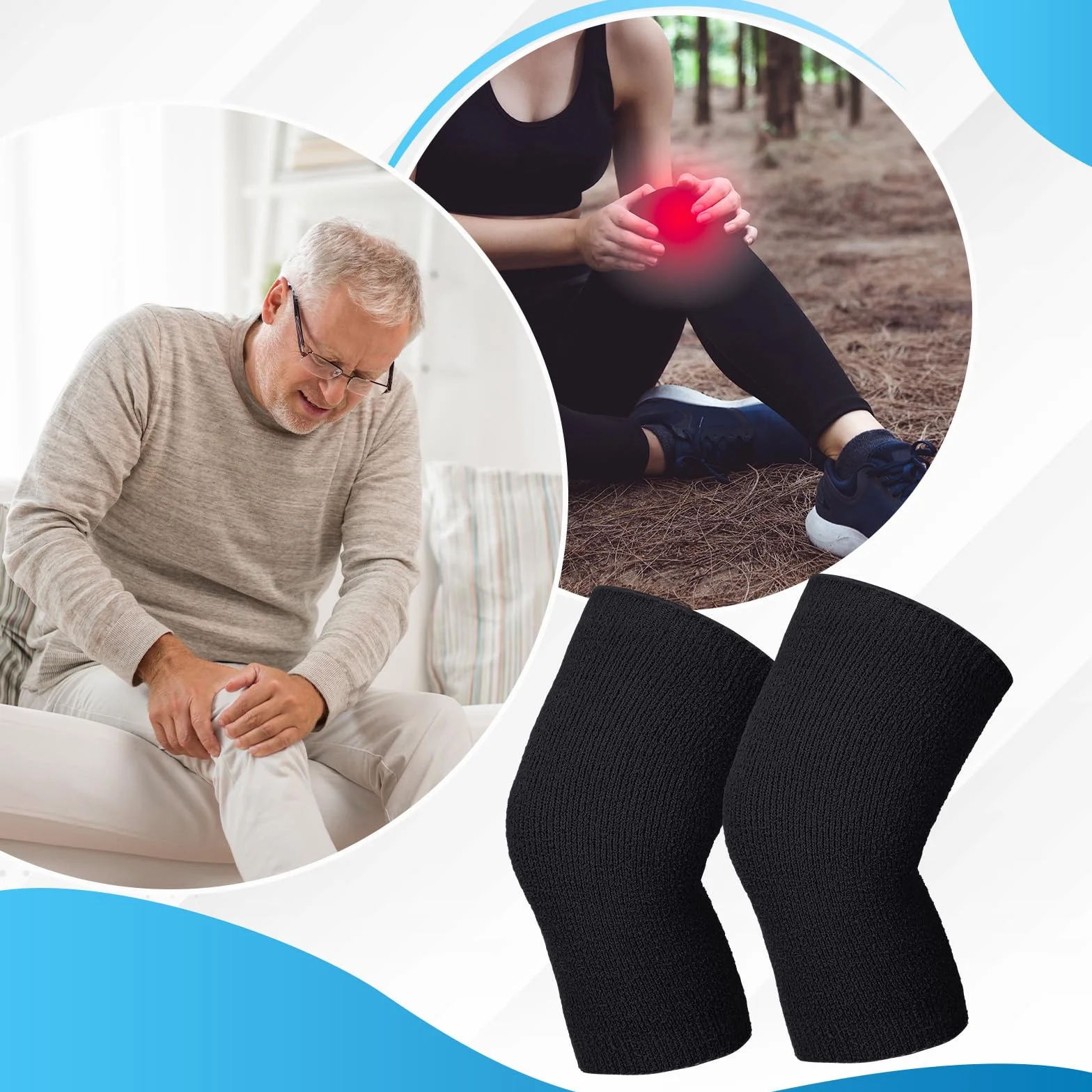Geyoga Scalda Ginocchia Invernale Guaina Elastica per Ginocchia Cuscinetto Termico per Ginocchia Scalda Gambe Ginocchiere Antiscivolo Protezione per Ginocchia