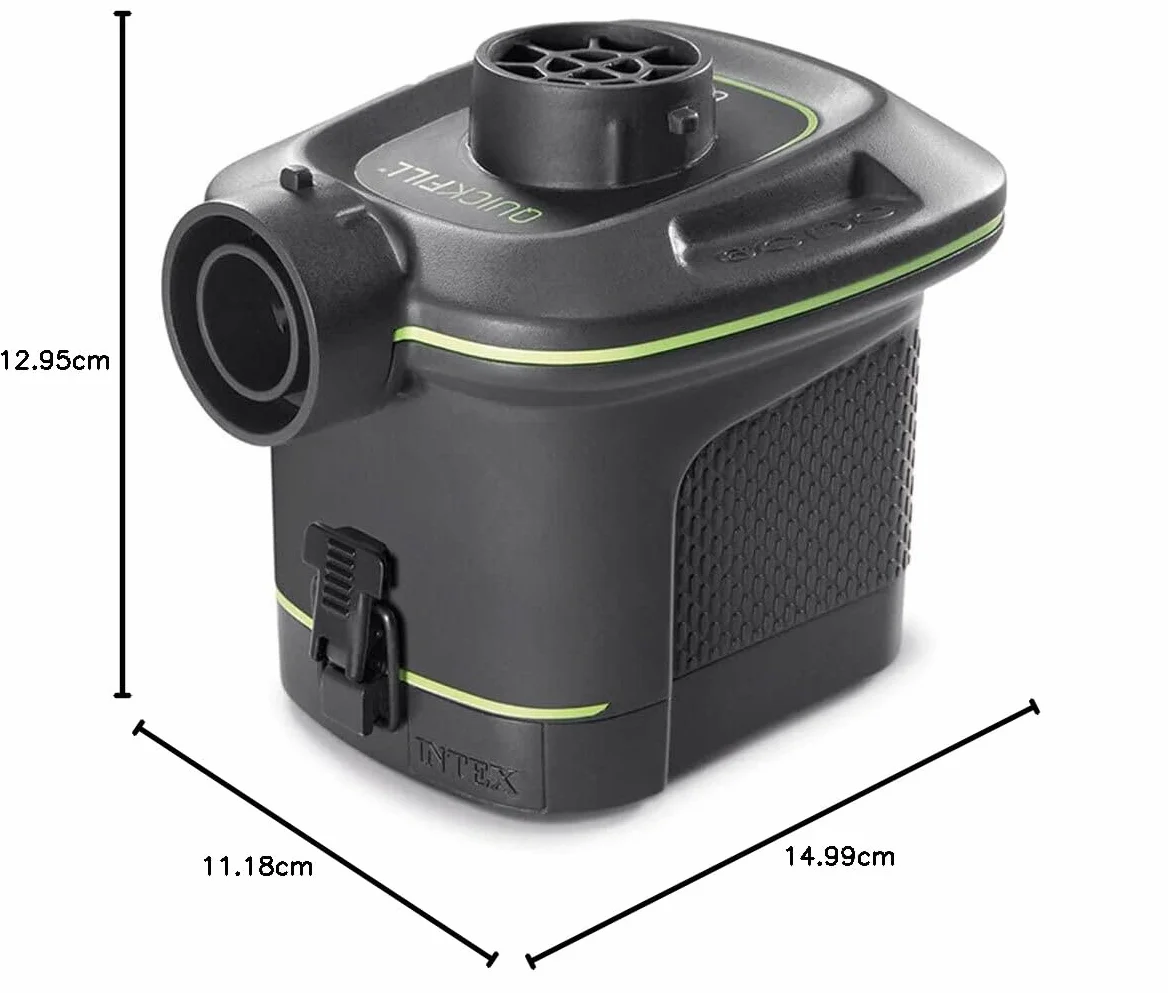 Intex 66638 - Pompa Elettrica Portatile QuickFill a Batterie per Gonfiaggio e Sgonfiaggio, Plastica, Grigio