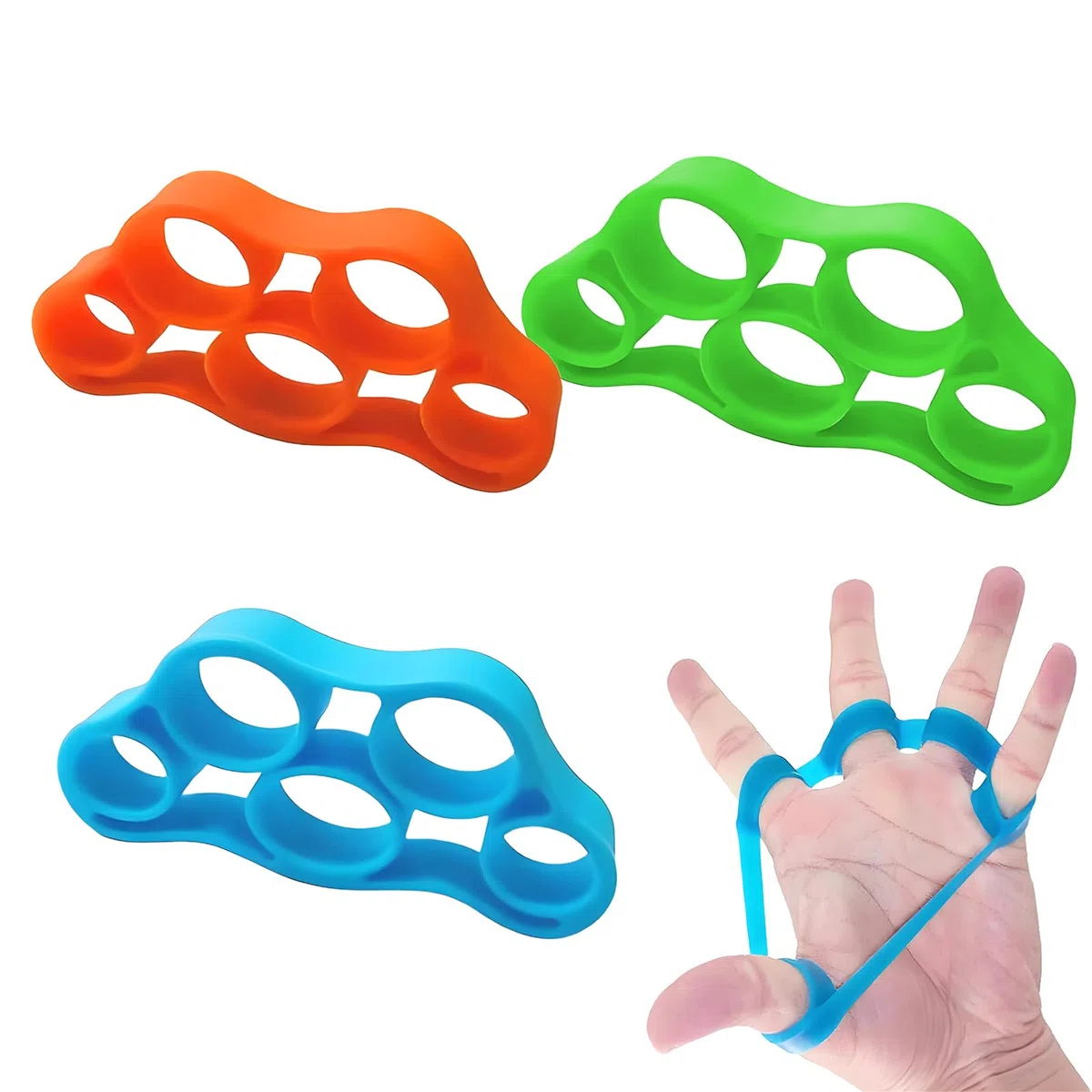 3 pezzi Allenatore per muscoli delle dita, Elastici Mano Costruire Il Muscolo, Rafforzatores Della Presa Mano, dita in silicone, Set di attrezzi per la presa da arrampicata
