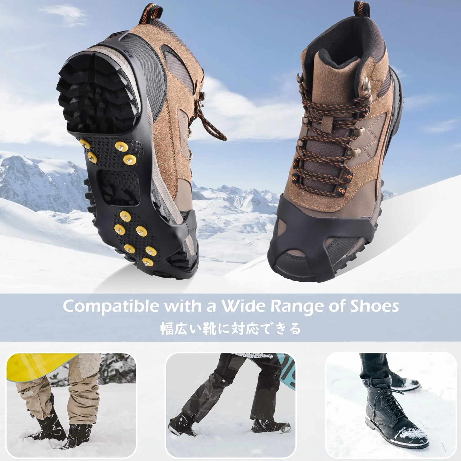 TRIWONDER Ramponcini da Neve e Ghiaccio Antiscivolo, 10/19 / 24 Denti Ramponi per Scarponi e Scarpe, per Trekking Alpionismo Esursioni Pesca, Uomo Donna e Bambino