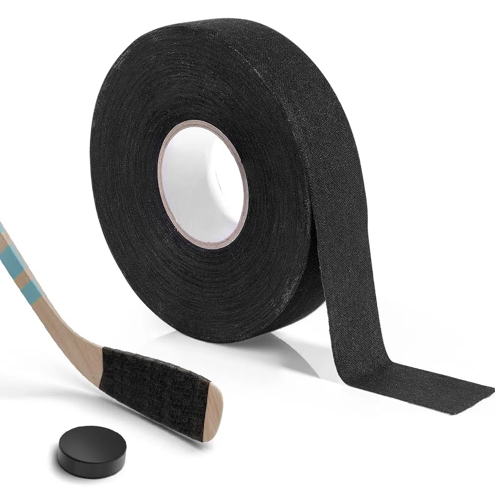 Nastro da Hockey, 25m x 25mm Nastro di Presa Anti-Scivolo per Sport su Ghiaccio Nastro Tessuto per Hockey Antiscivolo Impugnatura Bastone per Golf Tennis Badminton, Nero