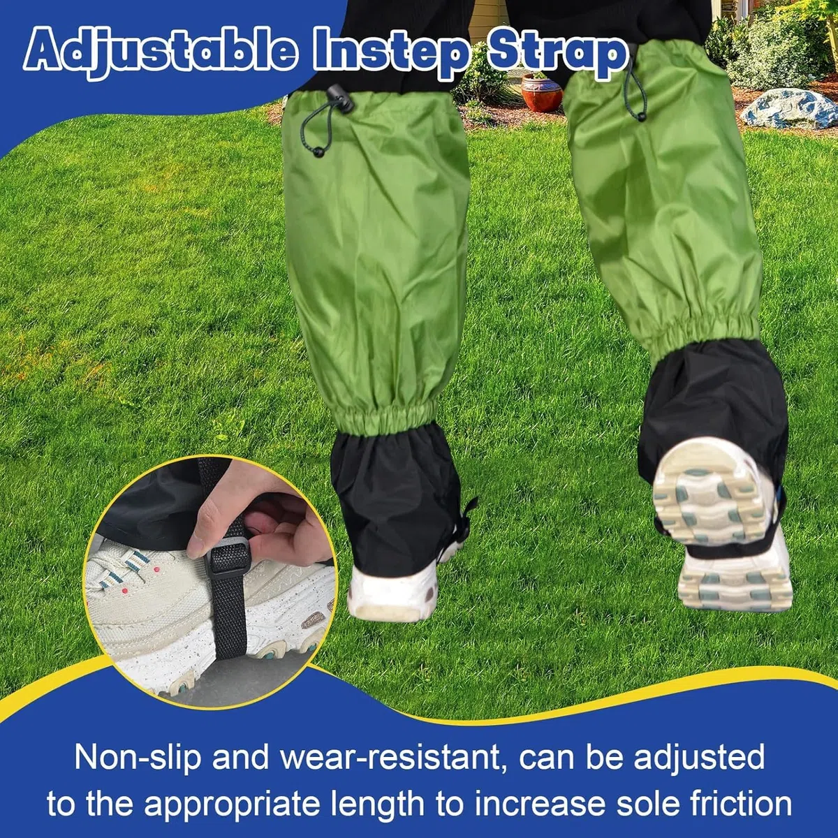 1 Paio Ghette Impermeabili Trekking, Ghette per Giardinaggio, Regolabili Ghetti Estive da Trekking, Leg Gaiters, Adatte per Fattorie, Giardini, Prati, Escursionismo, Alpinismo E Sci