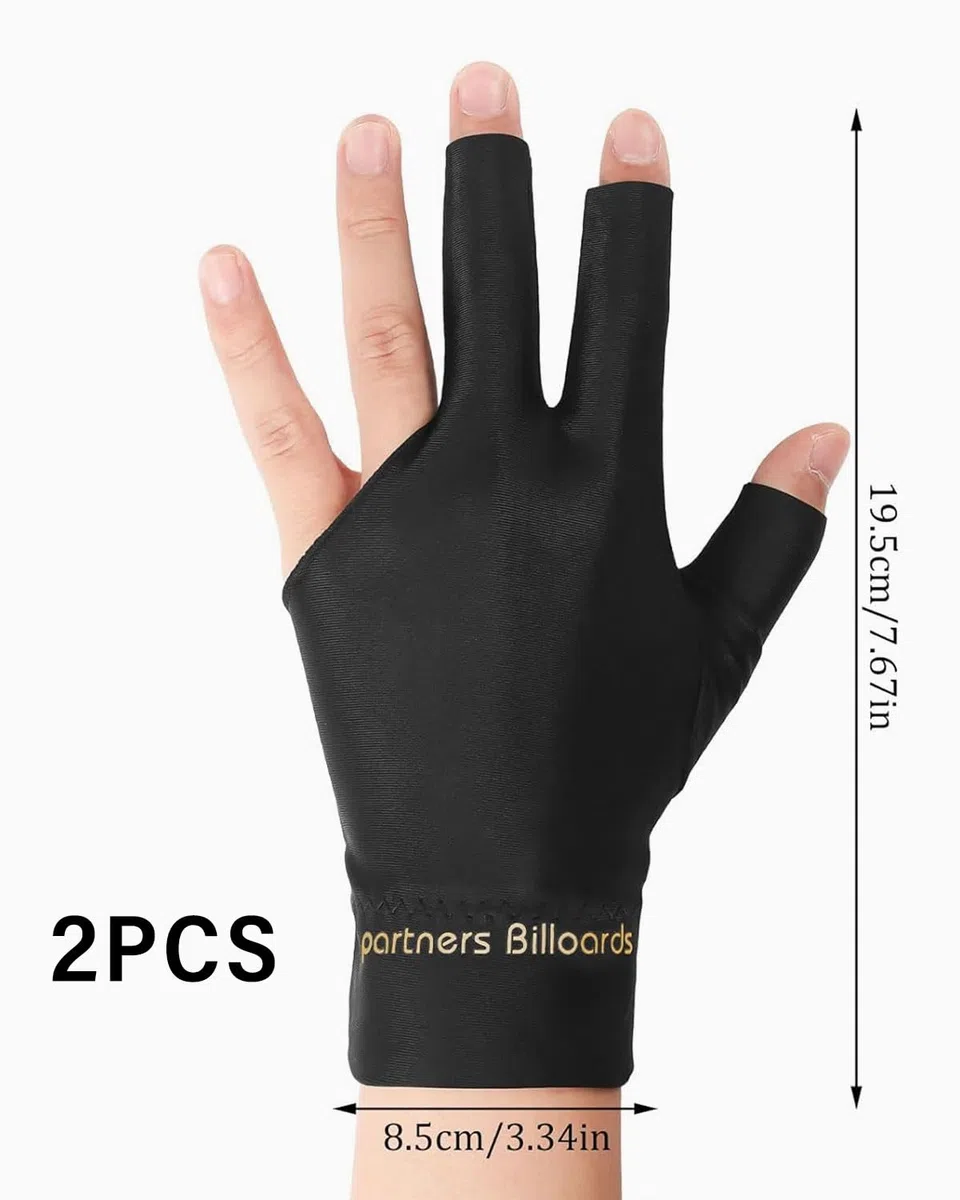2pcs Guanti da Biliardo, Traspiranti, Snooker, a Tre Dita, Professionali, Elastici, Piscina