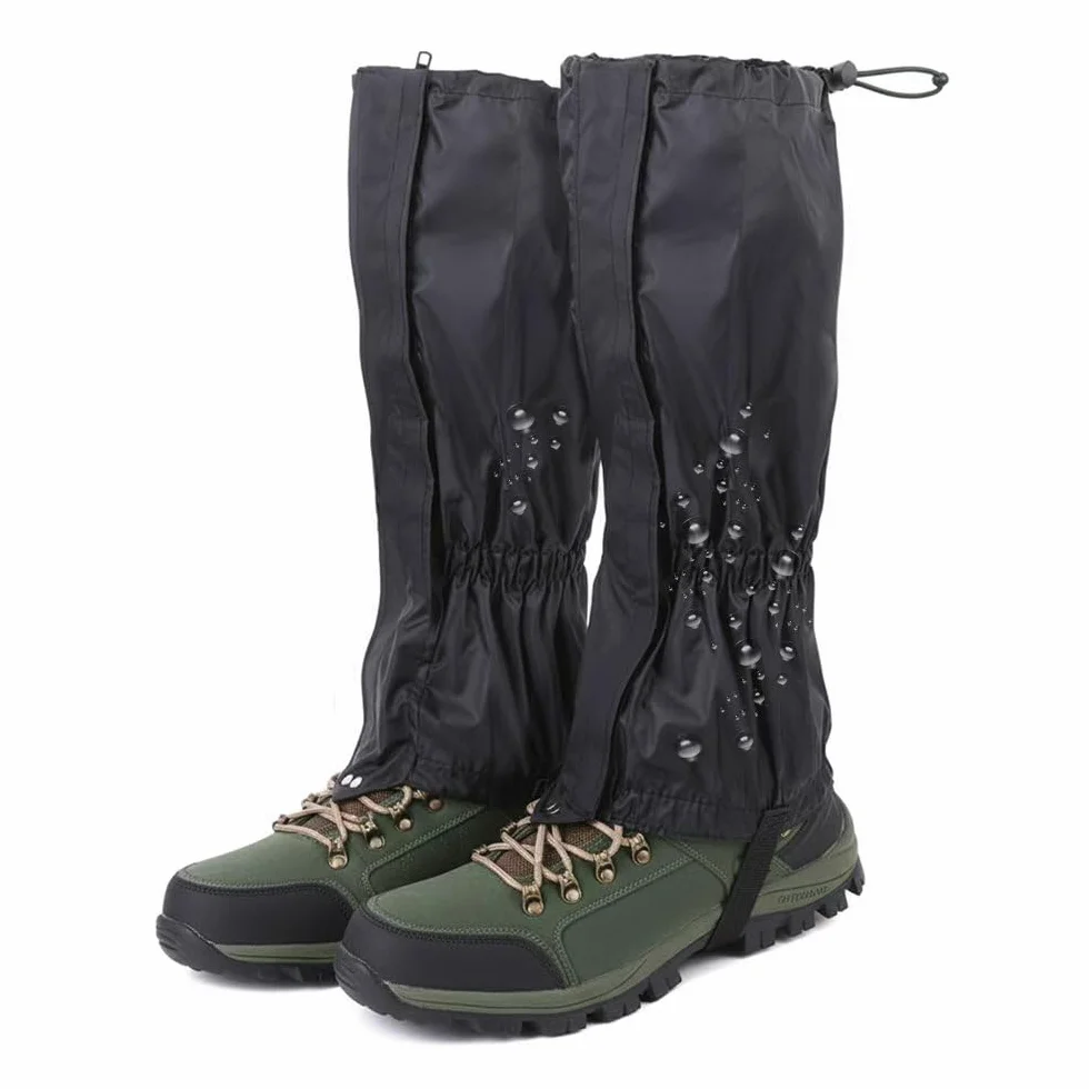 Ghette Impermeabili Trekking Donna Uomo,Ghette da Escursionismo Regolabili,Coprigambe Caccia da Neve con Cerniera e Cinghie Regolabili,Hiking Gaiter per Arrampicata, Sci, Alpinismo - Nero