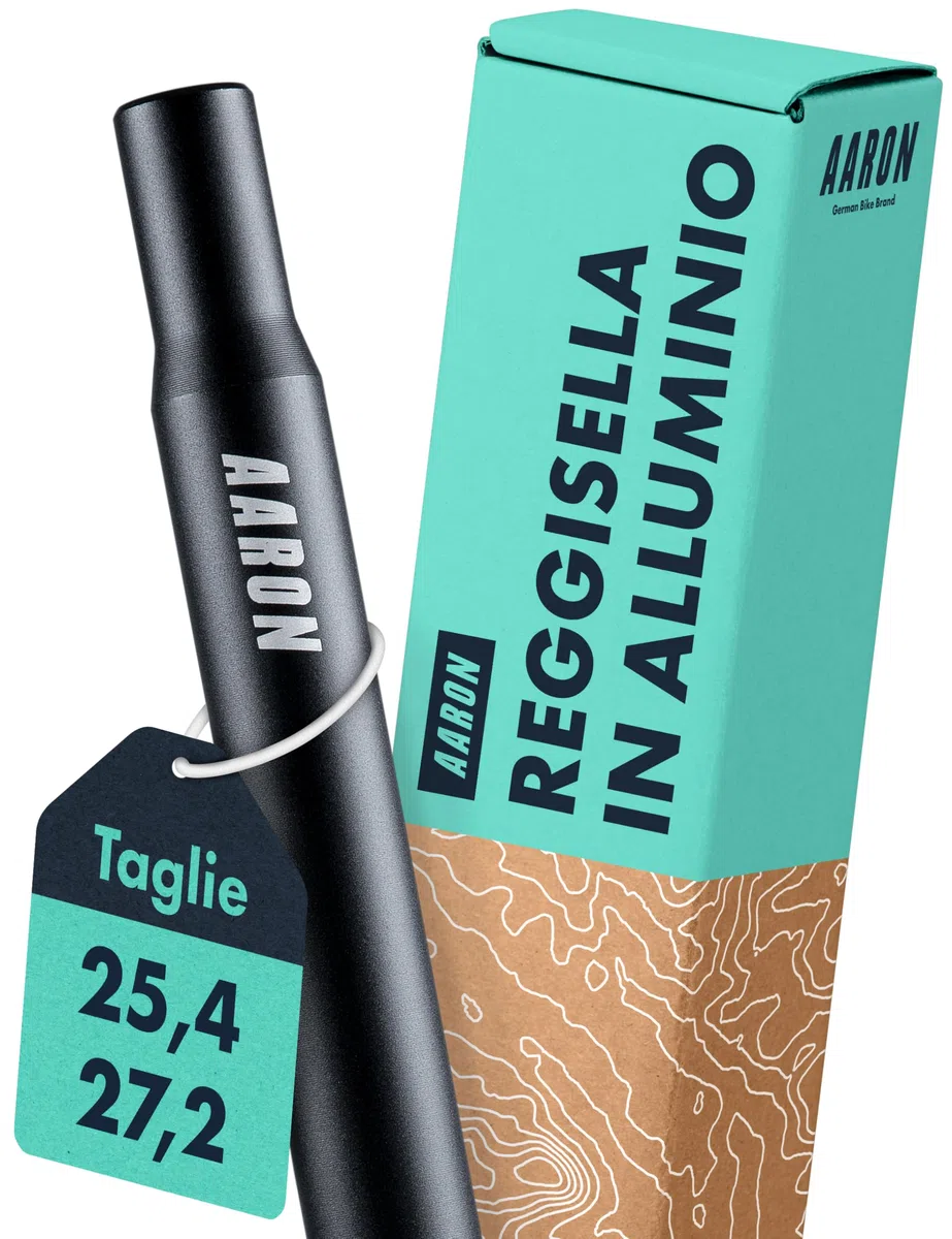 AARON Tubo reggisella con diametro di 27,2 o 25,4 mm, tubo sella in alluminio con lunghezza di 350 mm, reggisella per bici da città, bici da trekking e bici da turismo con scala in nero