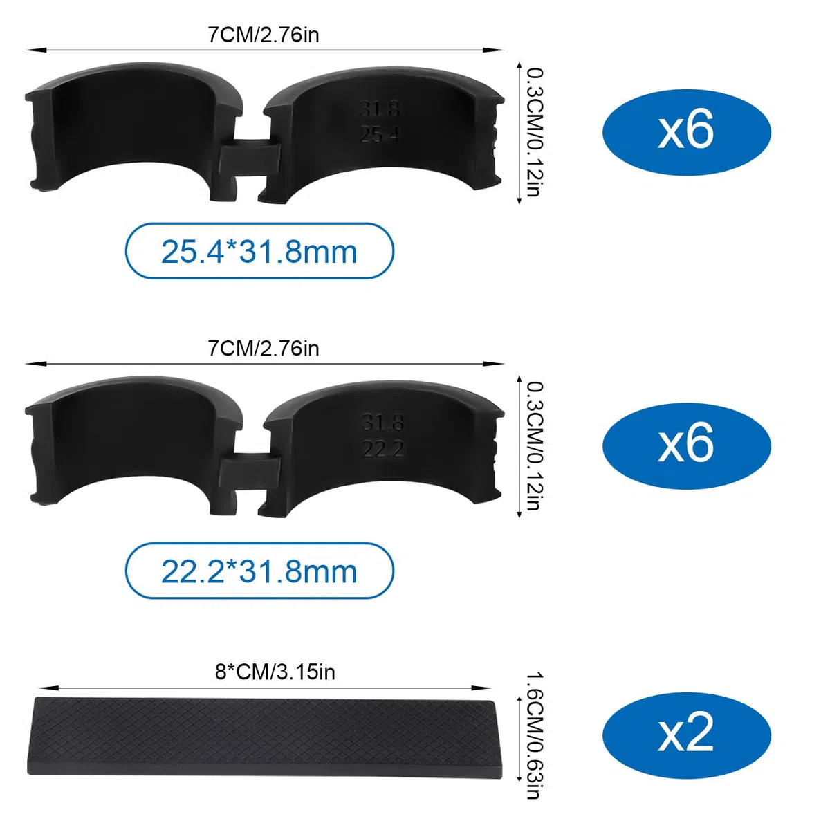 BOXOB 12pz Spessori Manubrio MTB, Rondelle in Gomma per Manubrio Bicicletta con 2 Cuscinetti Antivibrazioni Distanziali Antiscivolo Bicicletta per Bike e Bici da