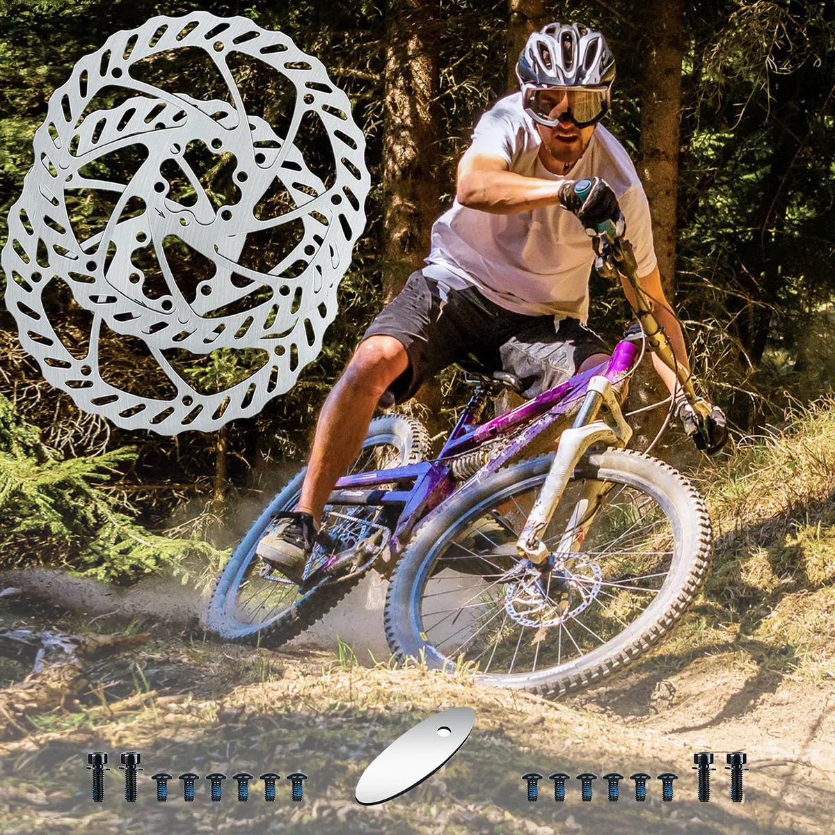 Kit rotore freno a disco per bicicletta, dischi freno a disco da 180 mm con bulloni da 12 L. Adatto a molte marche di pinze freno a disco e abbinamenti per MTB,