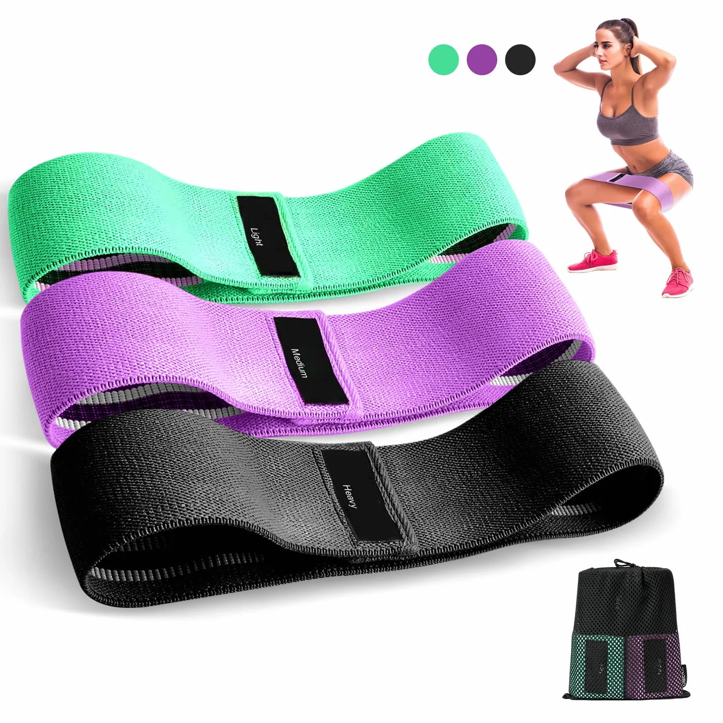 Suright Fasce Elastiche Fitness 3 Livelli Resistenza Antiscivoli per Palestra Pilates Yoga