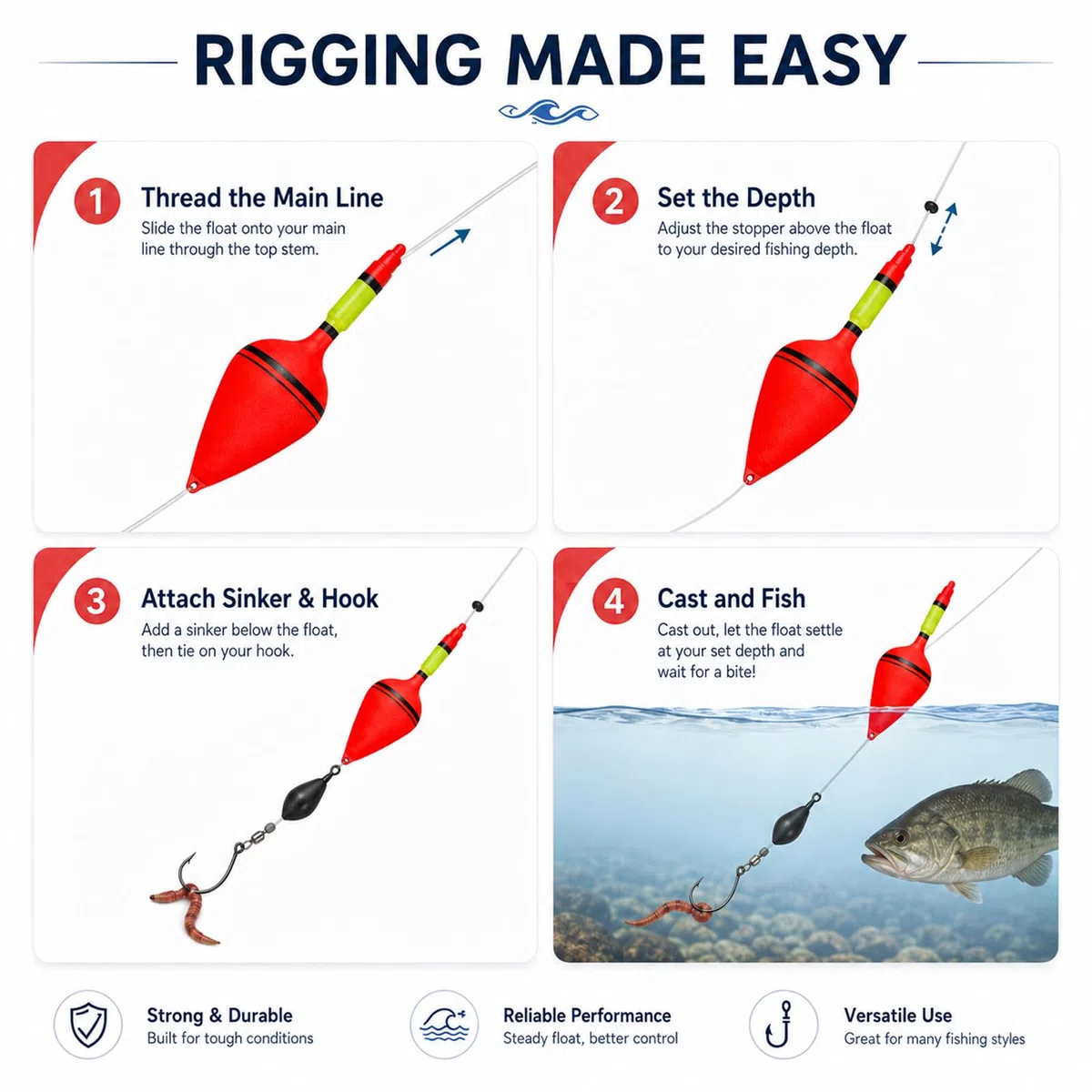 3 Galleggianti Arancioni + 3 Galleggianti Neri, Galleggiante Scorrevole Bobbers Set per Pesca Notturna, Crappie Fishing Bobbers per Lago e Fiume, adatto per pesca di giorno e di notte