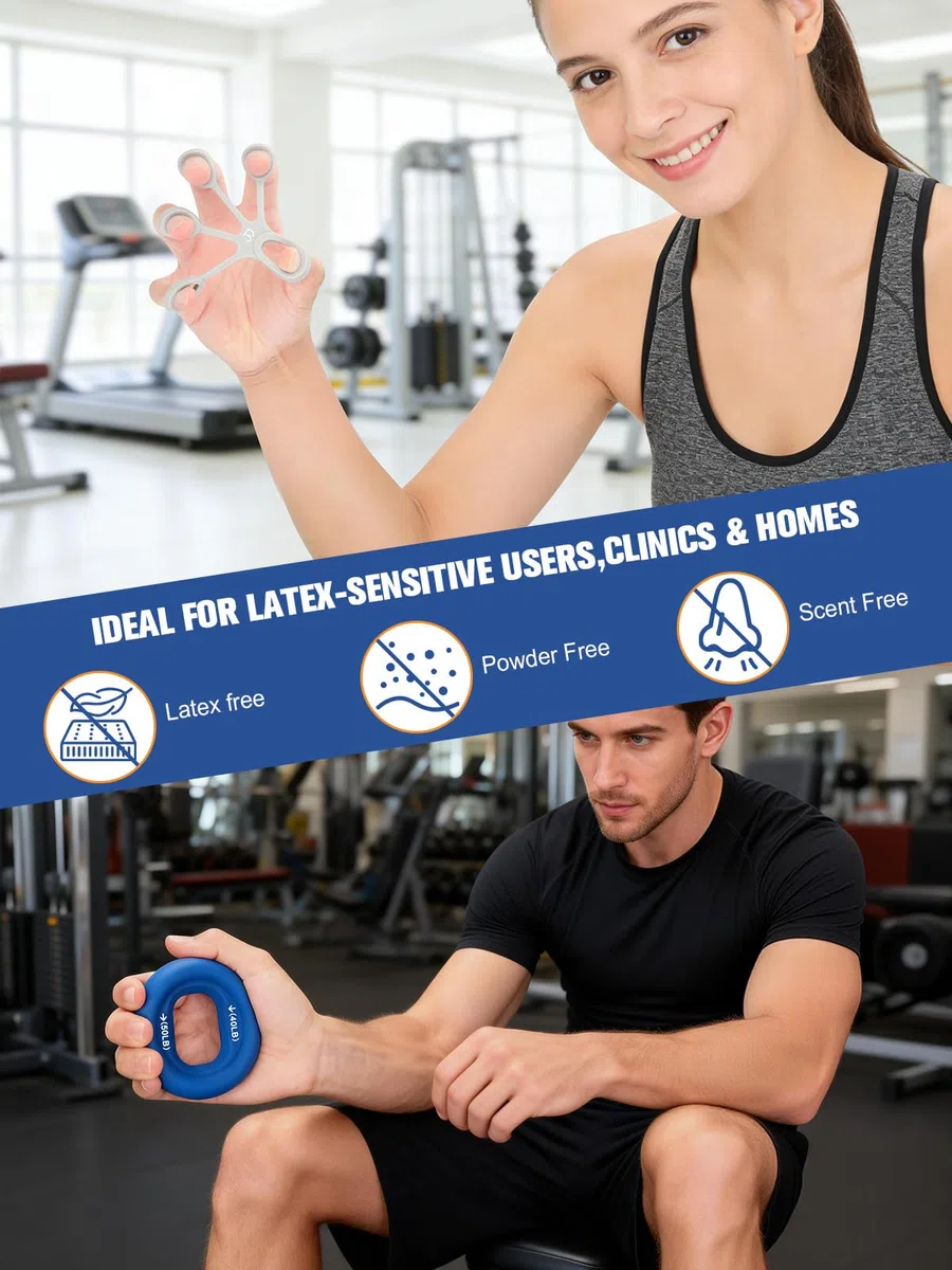 Cozary Set Allenamento Avambraccio e Presa, 6 Pezzi – Kit di Forza con 3 Anelli e 3 Bande a Resistenza Progressiva Colorata – per Palestra Casa, Arrampicata e Potenziamento