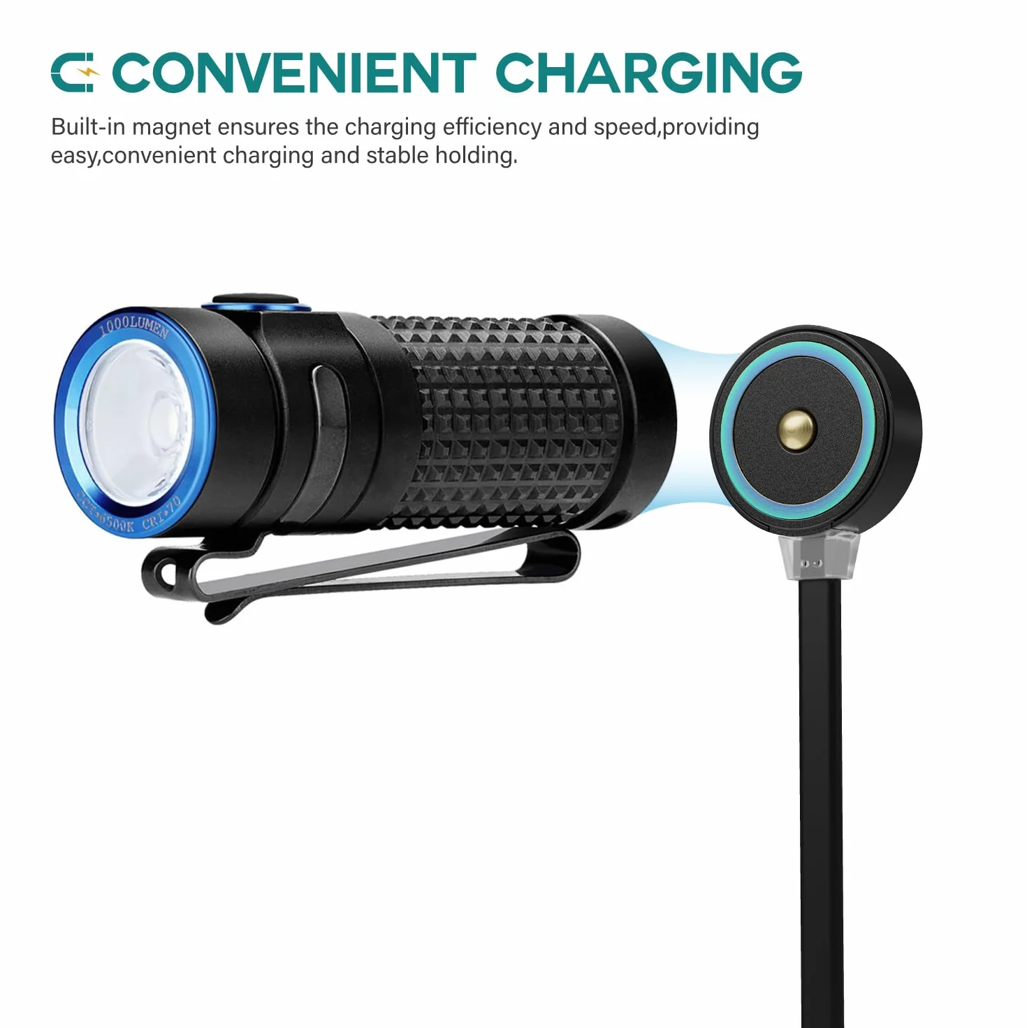 TUSITA MCC3 1A/1.5A/2A Caricatore Magnetic Compatibile con Olight Torcia Odin | Odin Mini | PL-Pro | Baton3 | Warrior Mini2 | Perun 2 | Seeker 3 pro | Warrior X3 3S | Baldr Pro R - 50CM