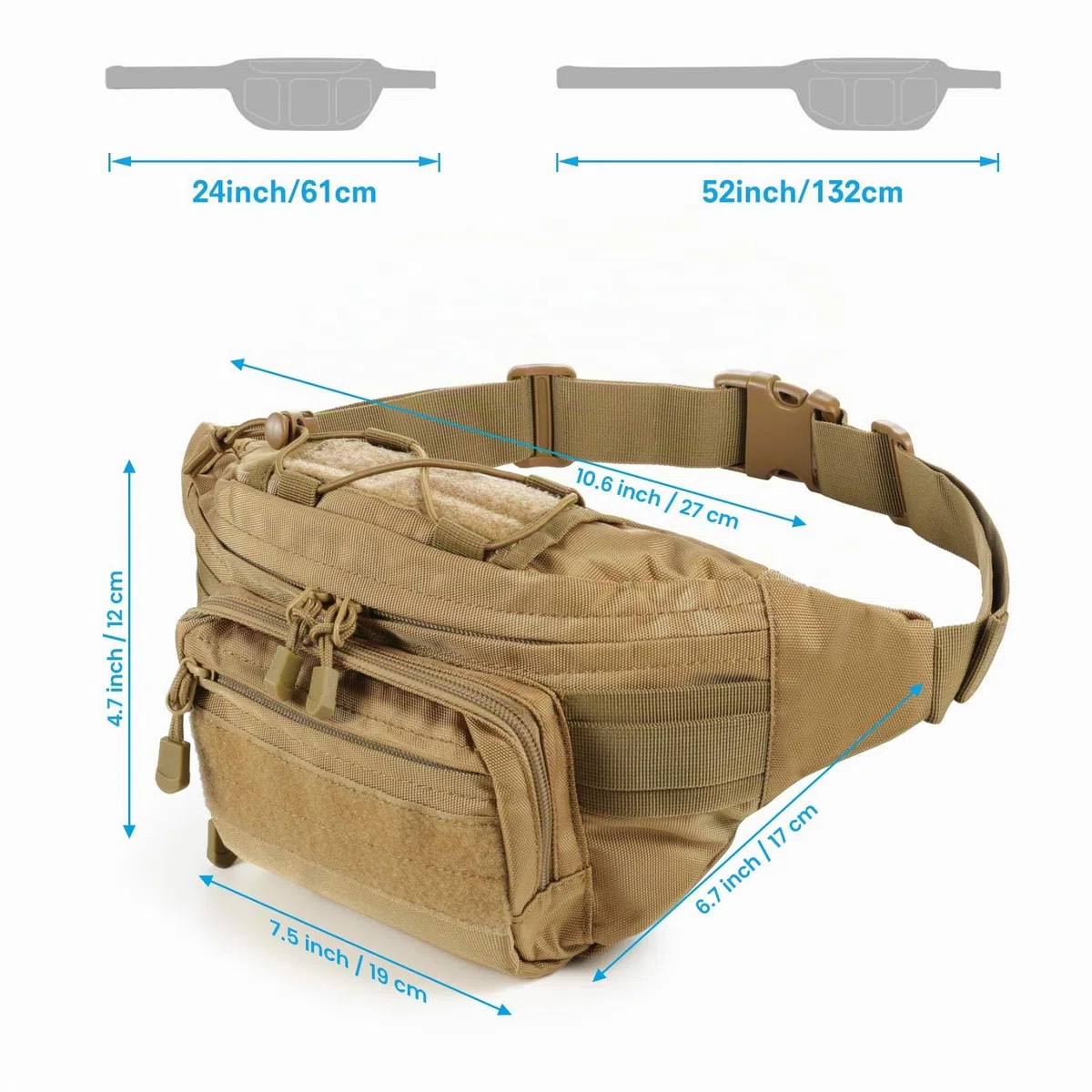 SOWHUP Marsupio tattico militare, con toppa americana, marsupio per attività all'aperto, pesca, escursionismo