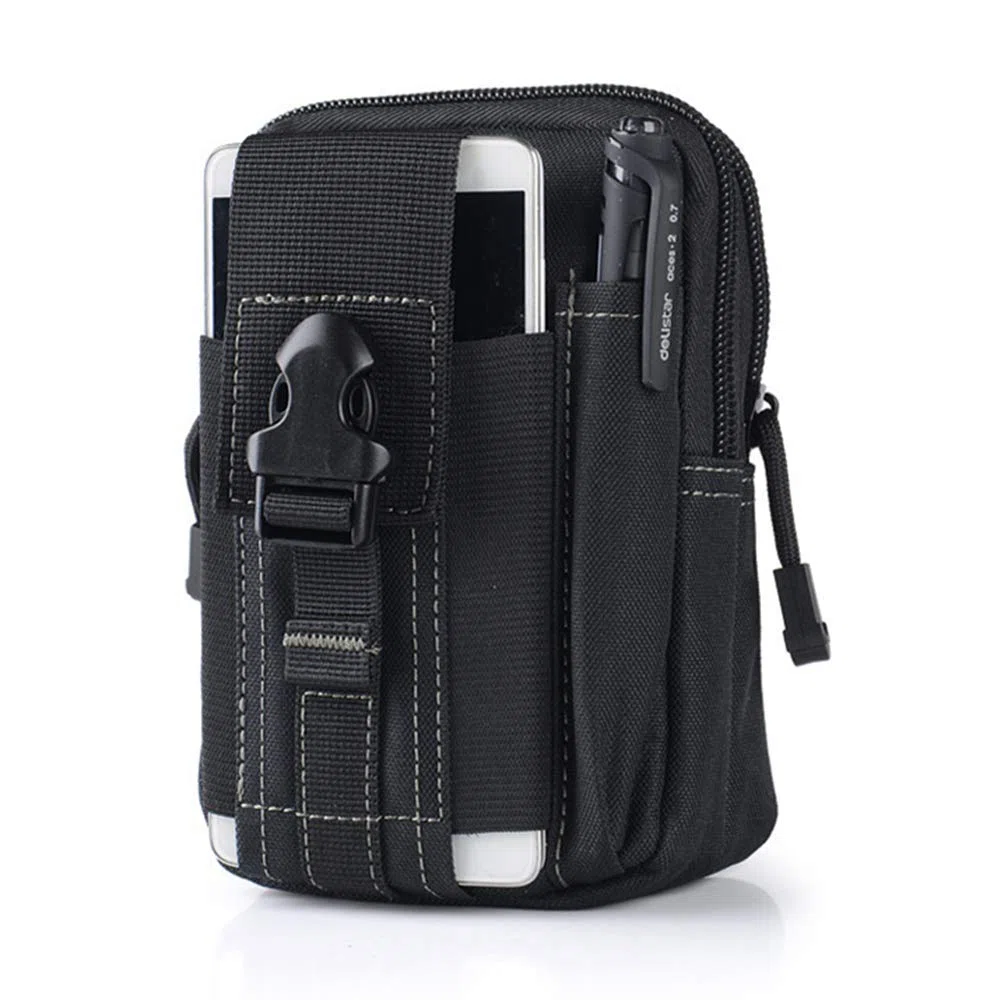 Pratico Versatile Borsello da Cintura Molle Marsupio Tattico Marsupi Sportivi Uomini Portafoglio Cellulare Telefonino Comodo Borsellino Portamonete Borsa con Un Moschettone di Sicurezza