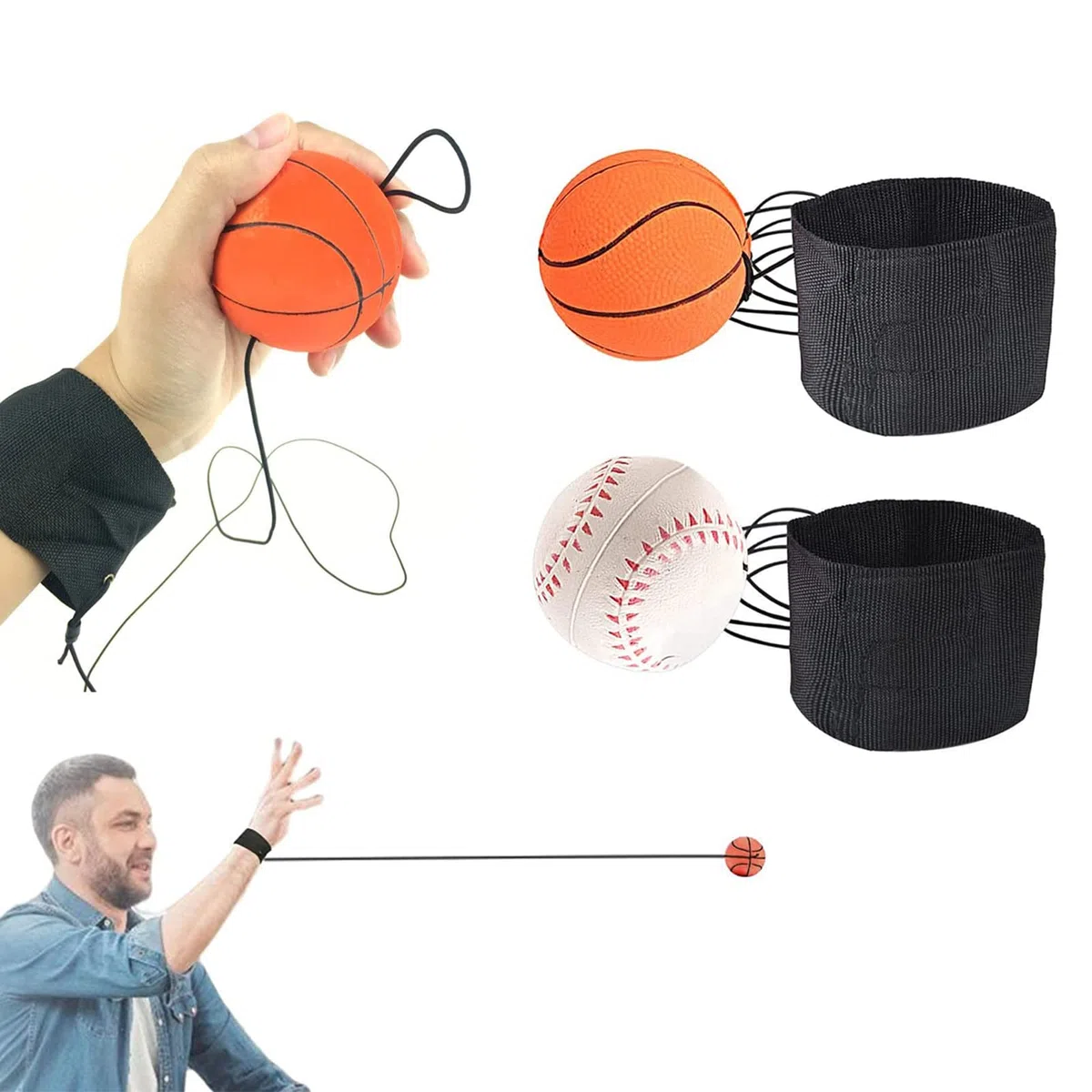 Set da 2 Palline Elastico da Polso - Palla Rimbalzo per Esercizi di Riabilitazione e Allenamento, Ideale per Flessibilità e Recupero