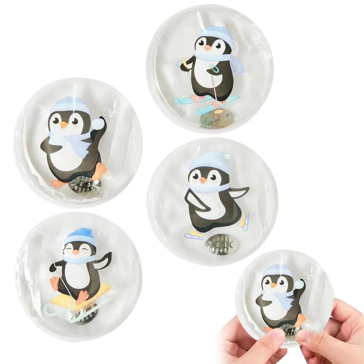 4 Pezzi scaldamano, Pinguino Scaldamani Riutilizzabile, Scaldamani PVC, per Le Fredde Giornate Invernali, Viaggi, Sport, Campeggio, Motivo Natalizio