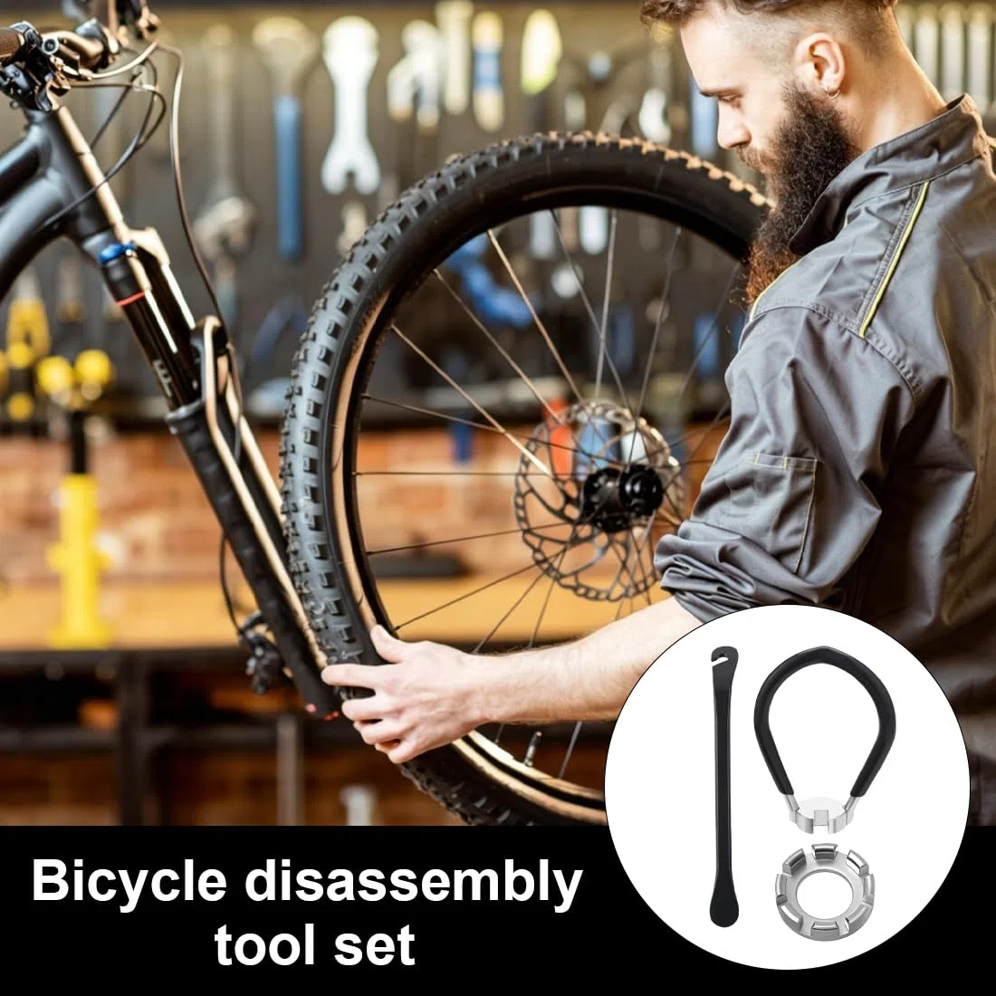 9 Pezzi Chiavi per Raggi Bici, Attrezzi per Manutenzione e Regolazione delle Ruote, 3 Chiavi tiraraggi Bici, 3 Chiavi per Raggi per Ruote da Bicicletta Calibro 10-15 e 3 Leve per Pneumatici