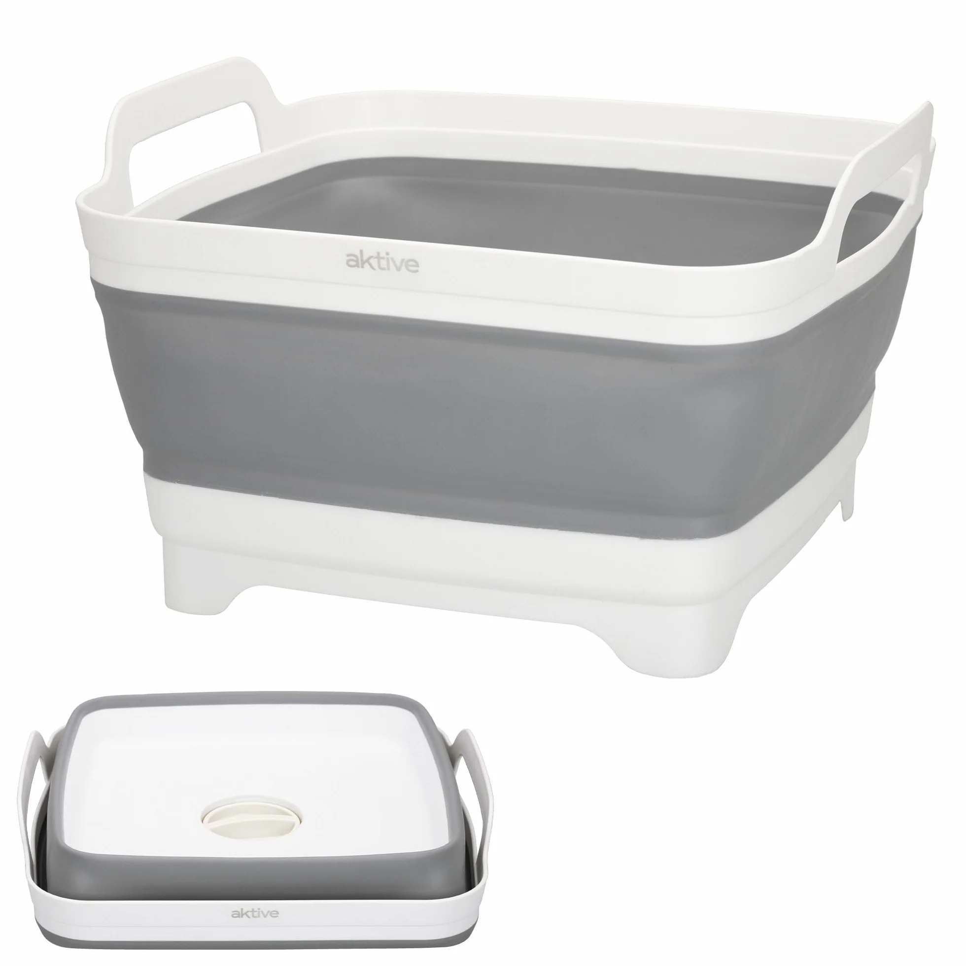 Aktive 52985 - Lavello pieghevole da campeggio | Accessori campeggio - Bacino pieghevole capacità 8,5 litri | Misure 30,5x30x20/7 cm | Plastica e gomma TPR con tappo scarico