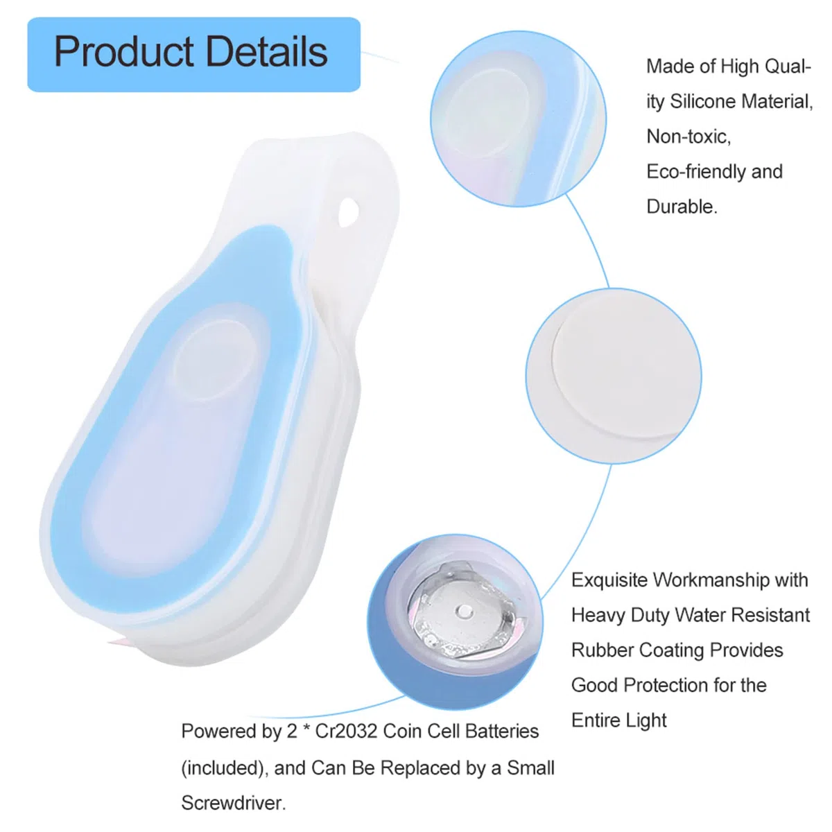 Luce da corsa, Mini luce notturna a LED portatile da esterno impermeabile Lampada da corsa con clip in silicone per cam, escursionismo, camminata con il cane, corsa, arrampicata (Blau)