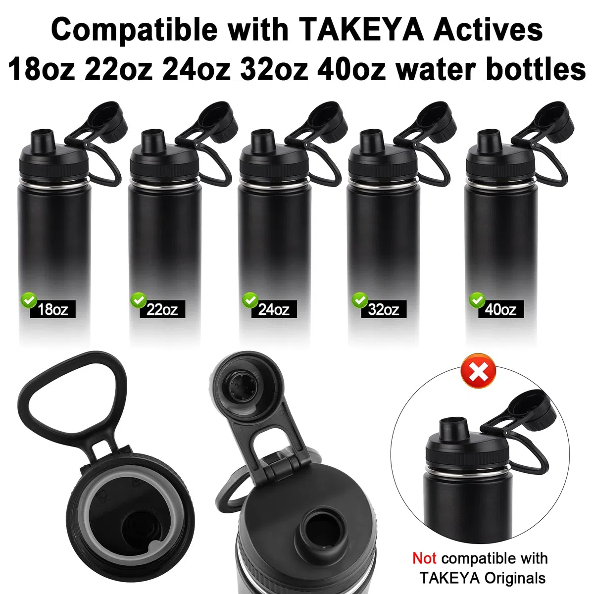 6pz Guarnizioni Ricambio Compatibili con TAKEYA Actives, Anello Tenuta Silicone Anti-Perdite Parti Guarnizione Accessori Ricambio per TAKEYA Actives 18/22/24/32/40oz (Non per TAKEYA Originals)