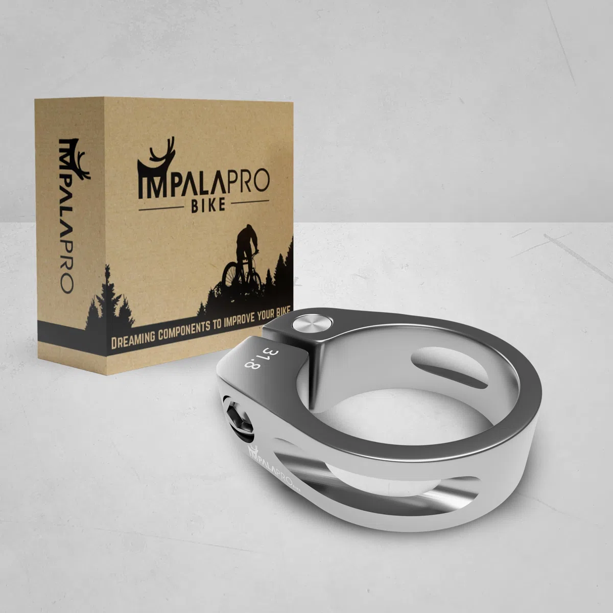 IMPALAPRO Bike - Chiusura Sella - Morsetto Sella Bici - Collarino Sella - Fissaggio Sella - Attacco Sella Bici - Collarino Reggisella - Reggisella Bicicletta (Argento, 31,8mm/1.25in)