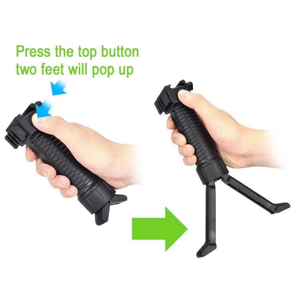 OTraki Bipiede con Impugnatura Forma a Y Vertical Foregrip Retrattile Si Estende da 16 a 22 cm Bipod Si Piega e Si Chiude