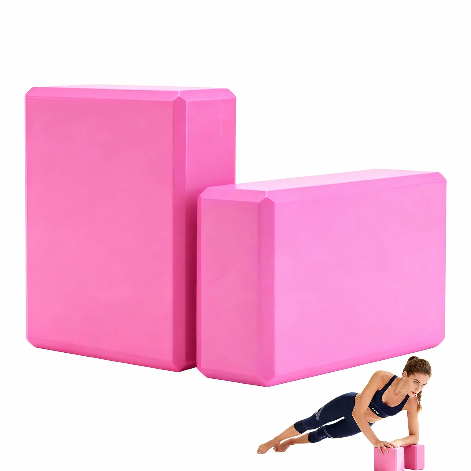 2 Pezzi Mattoncini Yoga – Schiuma Rigida Ad alta Densità Antiscivolo, Accessorio per Yoga, Pilates e Meditazione (Rosso)