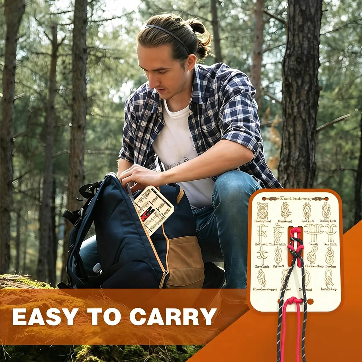 Kit Tavola Pratica per Nodi con Base in Legno, Strumento di Formazione per Nodi di Sopravvivenza e Campeggio, Attrezzatura Educativa Outdoor per Scout