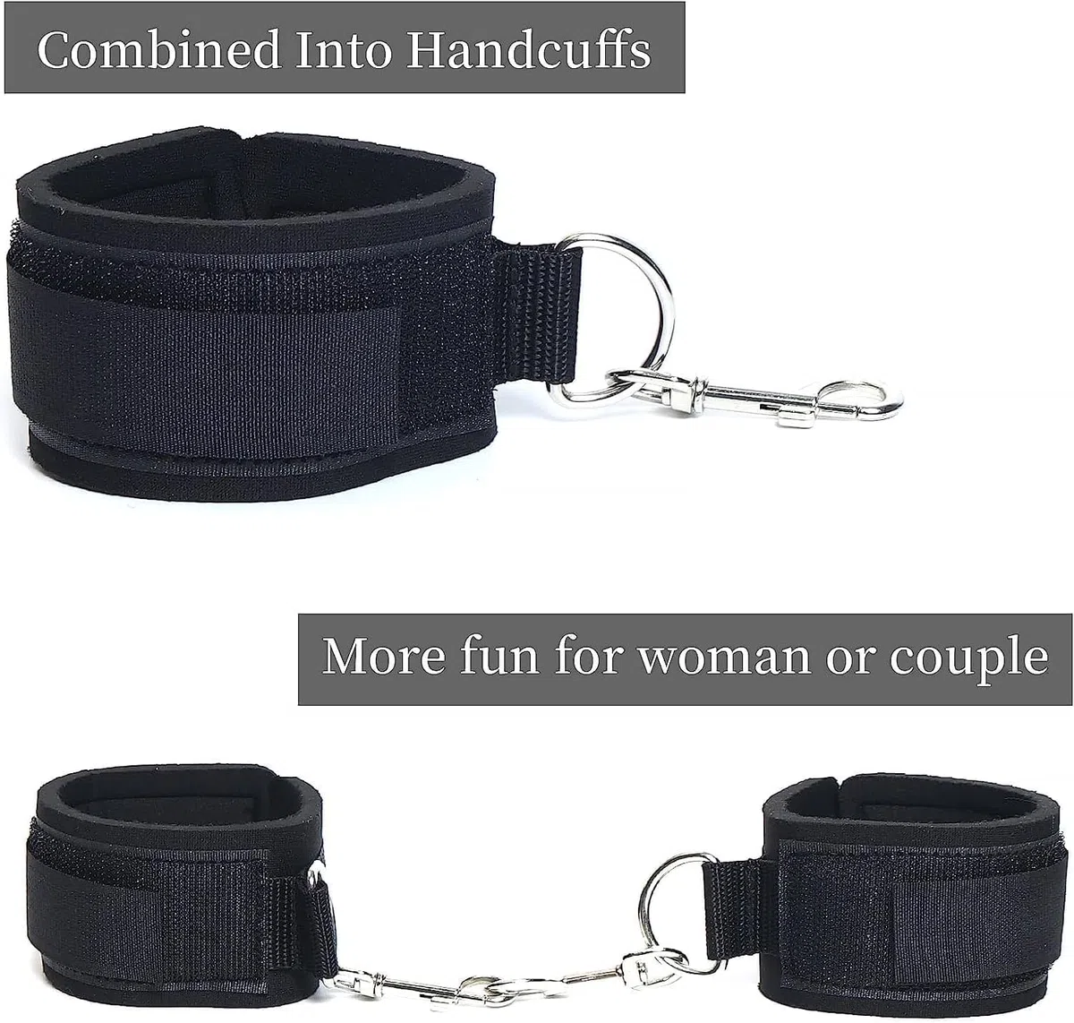 Set da fitness in nylon per cosce e polsi per principianti, nero