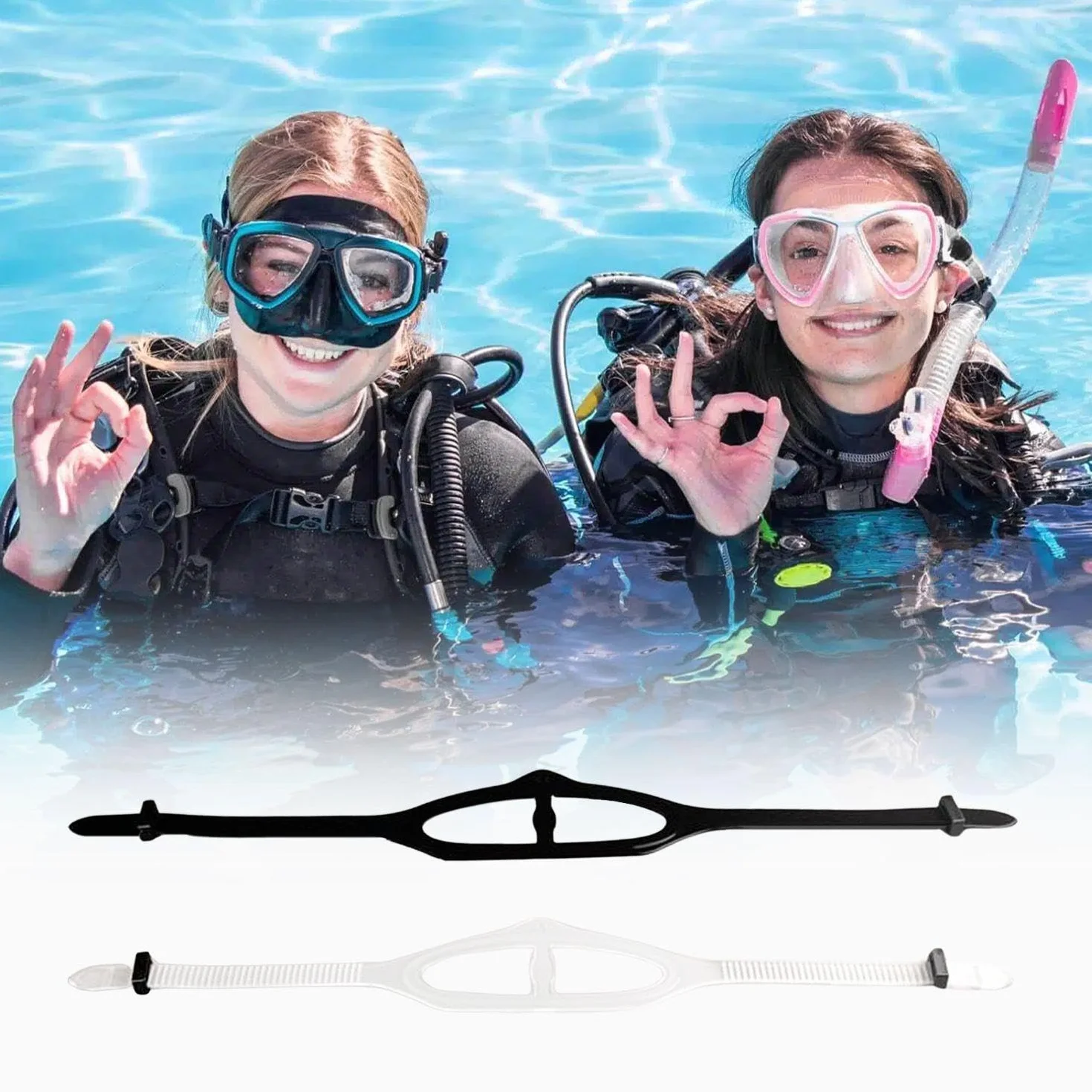 4 Pezzi Cinturini per Maschera Subacquea, Cinturini in Silicone per Maschera Subacquea, Cinturini di Ricambio per Occhiali Subacquei, Accessori per Occhiali Subacquei