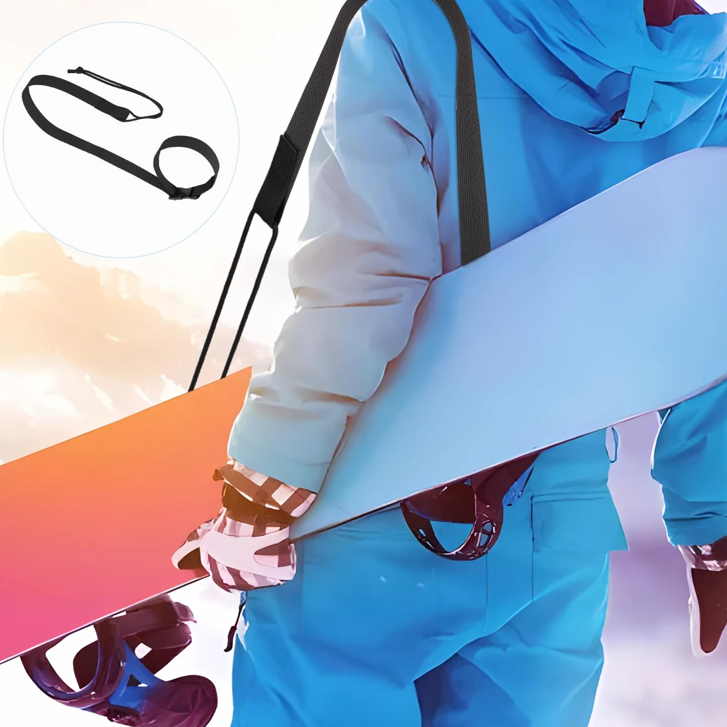 PEUTIER 2 Pezzi Guinzagli da Snowboard, Regolabili Cinghie Attacchi Snowboard Leash Accessori da Sci per Uomini Donne Bambini Adolescenti per Allacciare Gli Scarponi da Snowboard (Nero)