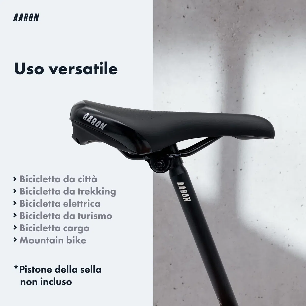 AARON Tubo reggisella con diametro di 27,2 o 25,4 mm, tubo sella in alluminio con lunghezza di 350 mm, reggisella per bici da città, bici da trekking e bici da turismo con scala in nero