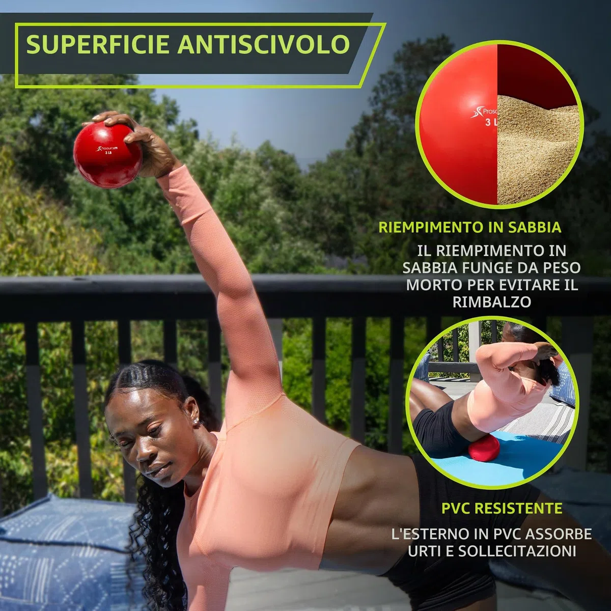 ProsourceFit Weighted Toning Exercise Balls for Pilates, Yoga, Strength Training and Physical Therapy