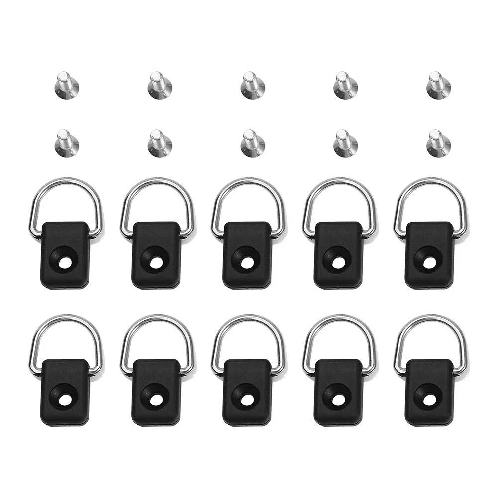 10pcs nero pesca D anello, leggero canoa kayak pesce rigging D anello con viti M6 per bungee barca accessori forniture