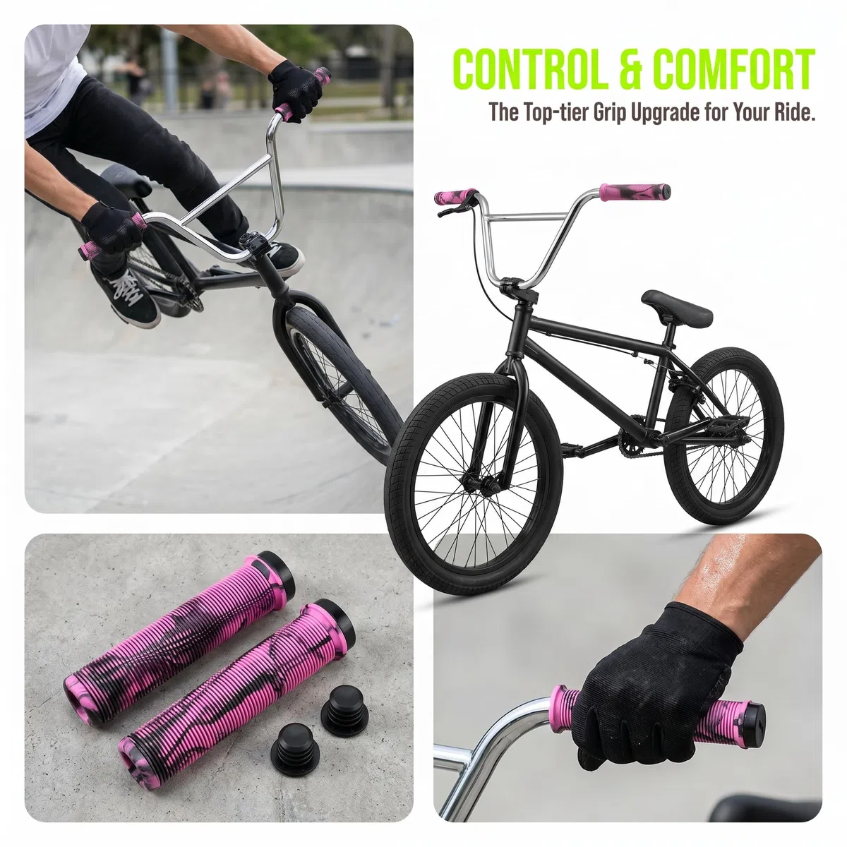 Manopole per bicicletta MTB BMX con tappi terminali in alluminio e chiave a brugola, impugnature antiscivolo per mountain bike da 22,2 mm
