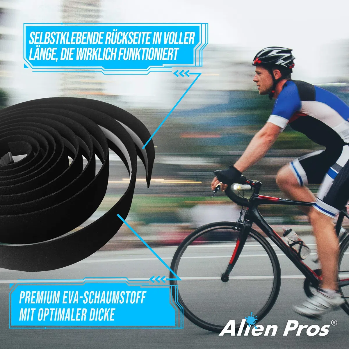 Alien Pros Nastro Manubrio Bici Eva (Set di 2) Nero Rosso Bianco Blu Rosa Verde - Avvolgi la Tua Bici per Una Fantastica e Confortevole Corsa