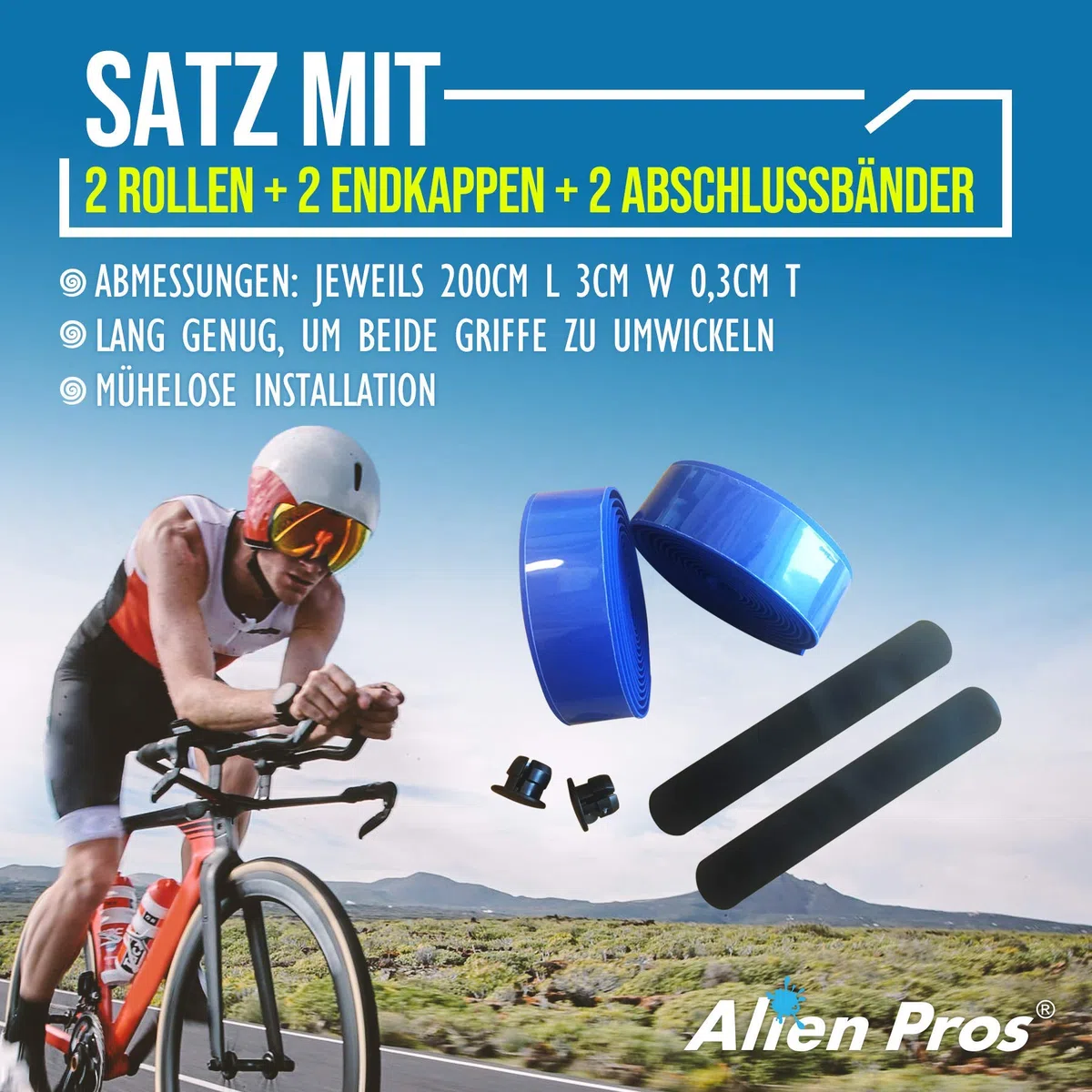 Alien Pros Nastro Manubrio Bici Eva (Set di 2) Nero Rosso Bianco Blu Rosa Verde - Avvolgi la Tua Bici per Una Fantastica e Confortevole Corsa