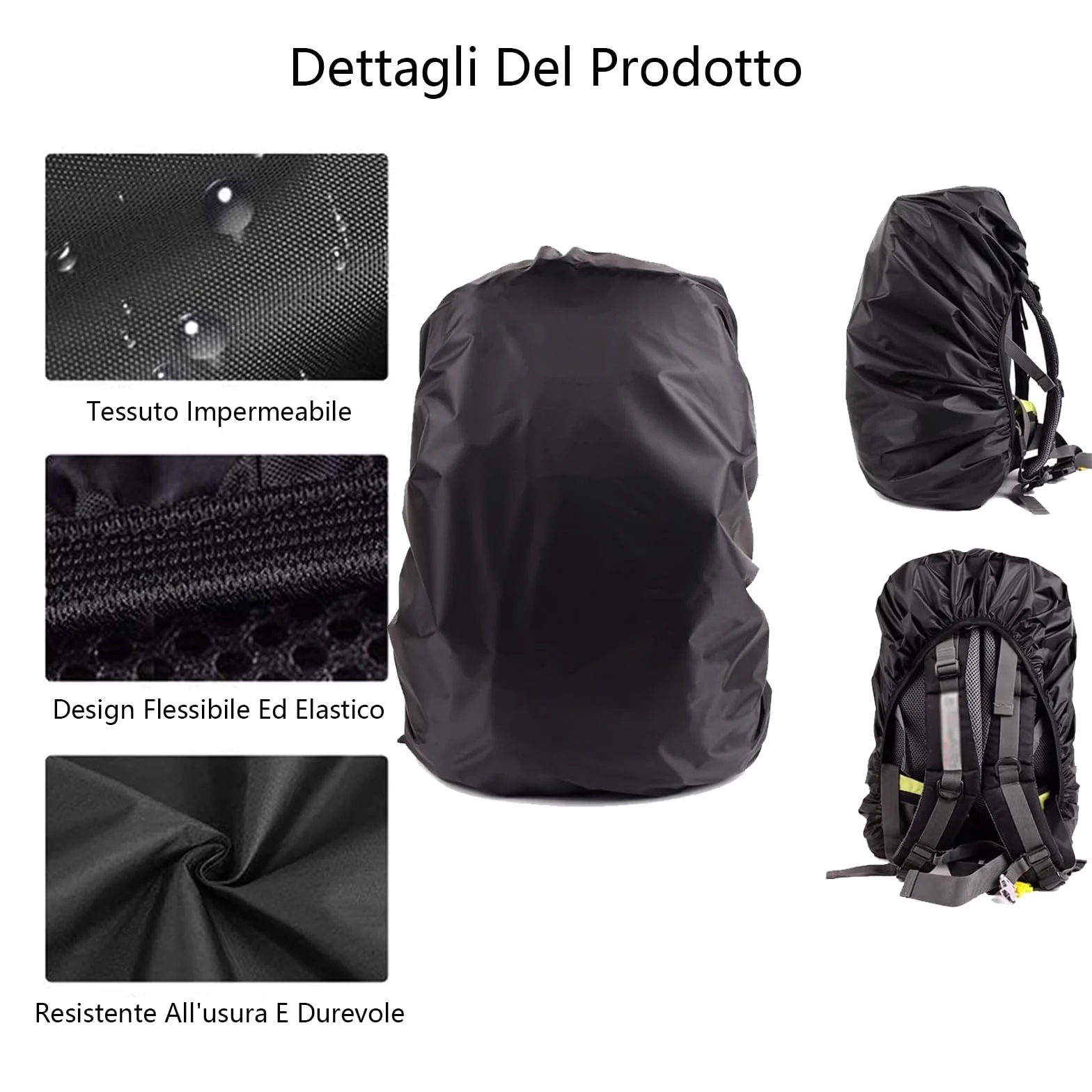 2 Pezzi Coprizaino Impermeabile per Pioggia Copertura Custodia di Zaino Copertina Antipioggia Antipolvere per Ciclismo Campeggio Trekking Parapioggia Zaino