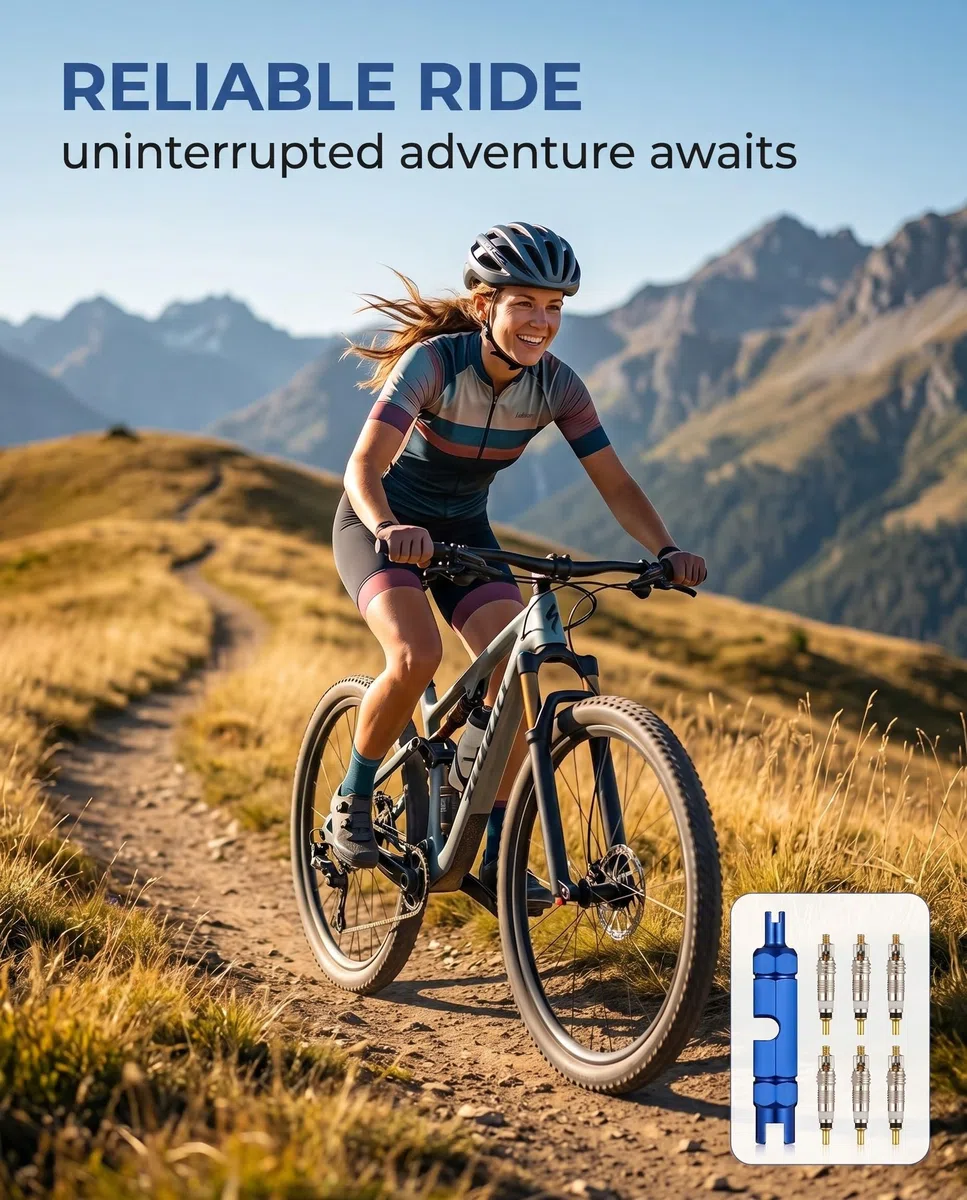 Kit di Sostituzione Nucleo Valvola, 10 Nuclei Valvola e 1 Strumenti di Rimozione, Valvola Mtb Valvole Tubeless, Nucleo Valvola Tubeless Mtb per Biciclette Tubeless, Strada e MTB