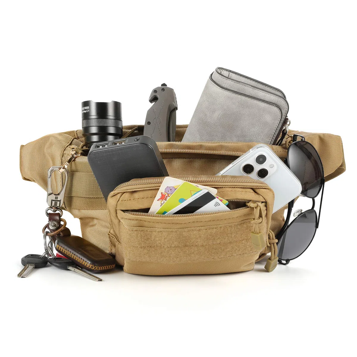 SOWHUP Marsupio tattico militare, con toppa americana, marsupio per attività all'aperto, pesca, escursionismo