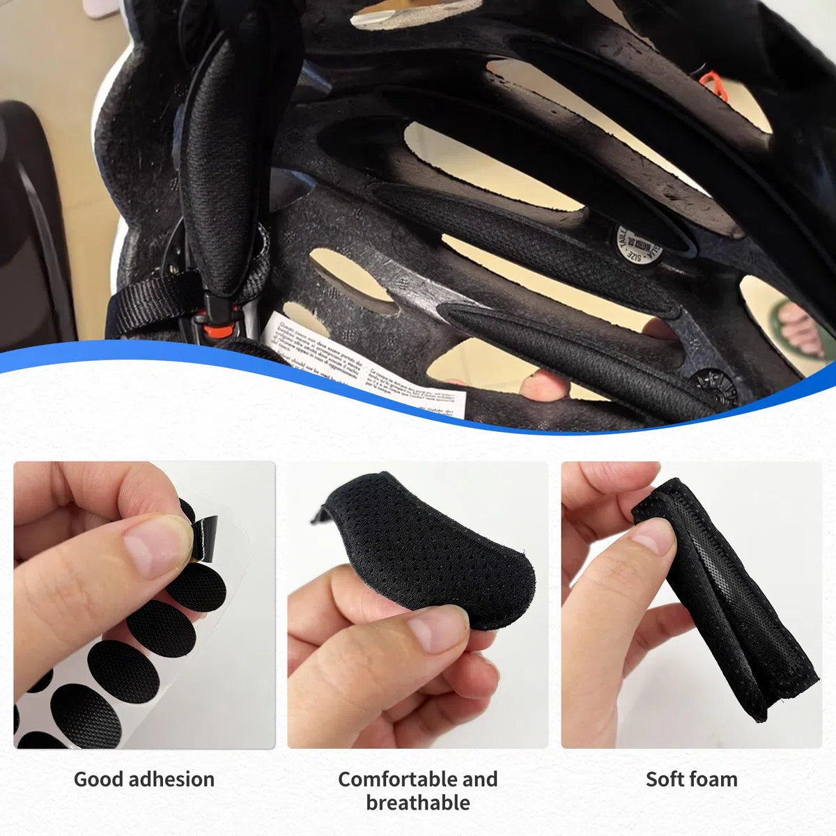 Set di cuscinetti di ricambio per casco da bicicletta, accessorio universale, per casco da bicicletta, imbottitura in schiuma con velcro, imbottitura interna per casco da bicicletta e da moto