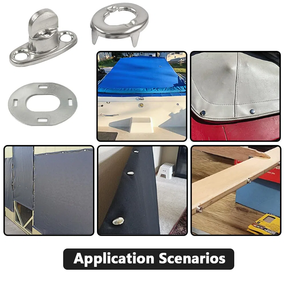 Kit di fissaggio a bottone girevole di grado marino con basi ad occhiello e viti, strumenti di bloccaggio a torsione per barche, accessori hardware per copertura in tela, set da 10 (A)