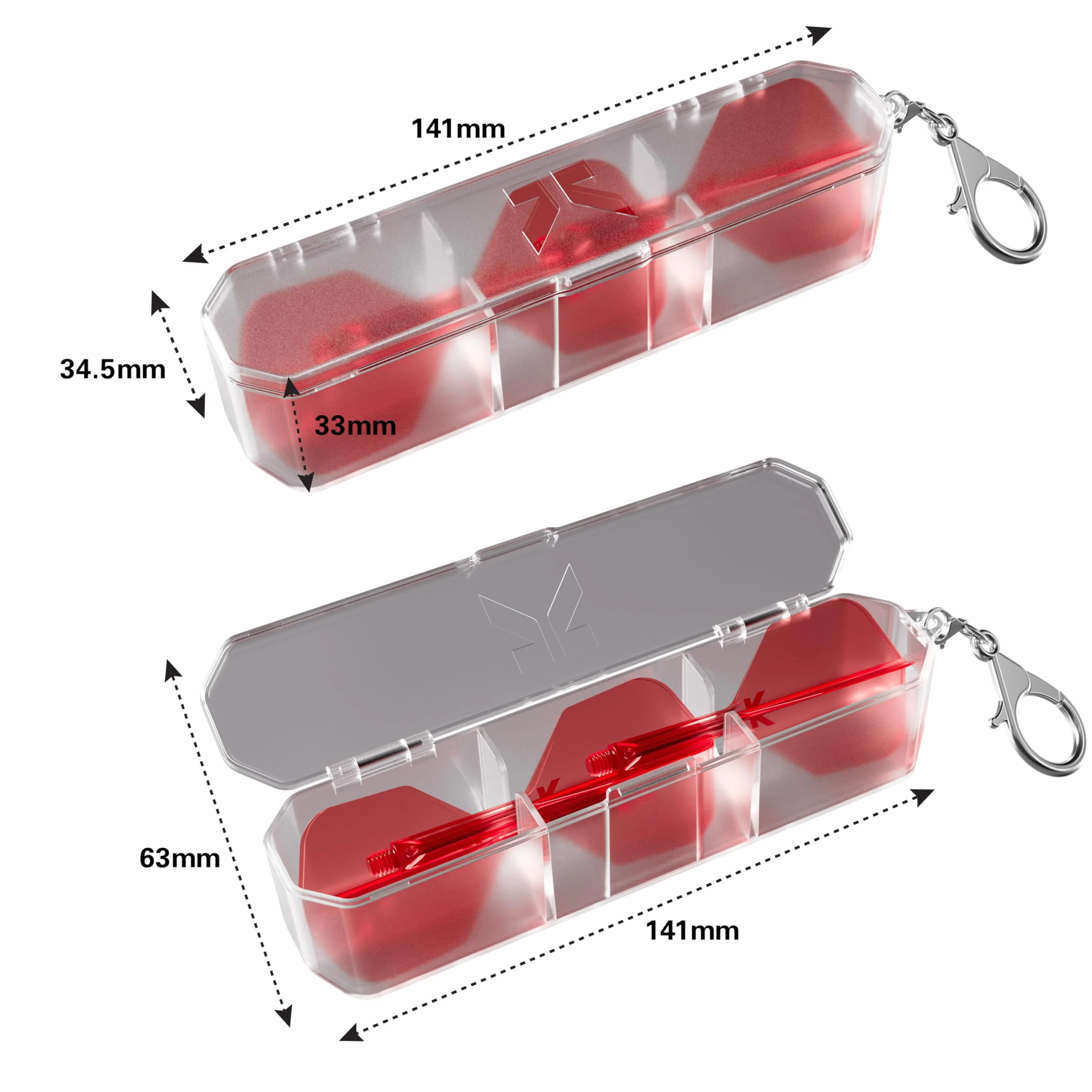 Target Darts K Flex Flights Storage Case | Conserva Set di 3 Kflex Flight e Shaft System | Supporto K-Flex, K Case, Accessori per Freccette, Custodia Rigida con Portachiavi
