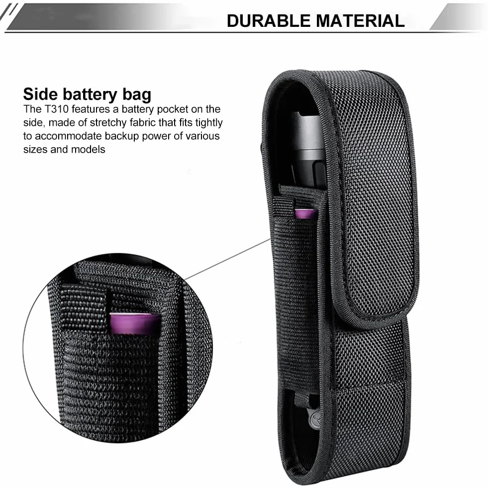 Fondina per torcia tascabile, custodia per torcia per escursioni, supporto per torcia in nylon, fodera tattica per torcia tascabile, protezione per torcia tascabile da 14 cm a 17 cm (Nero)
