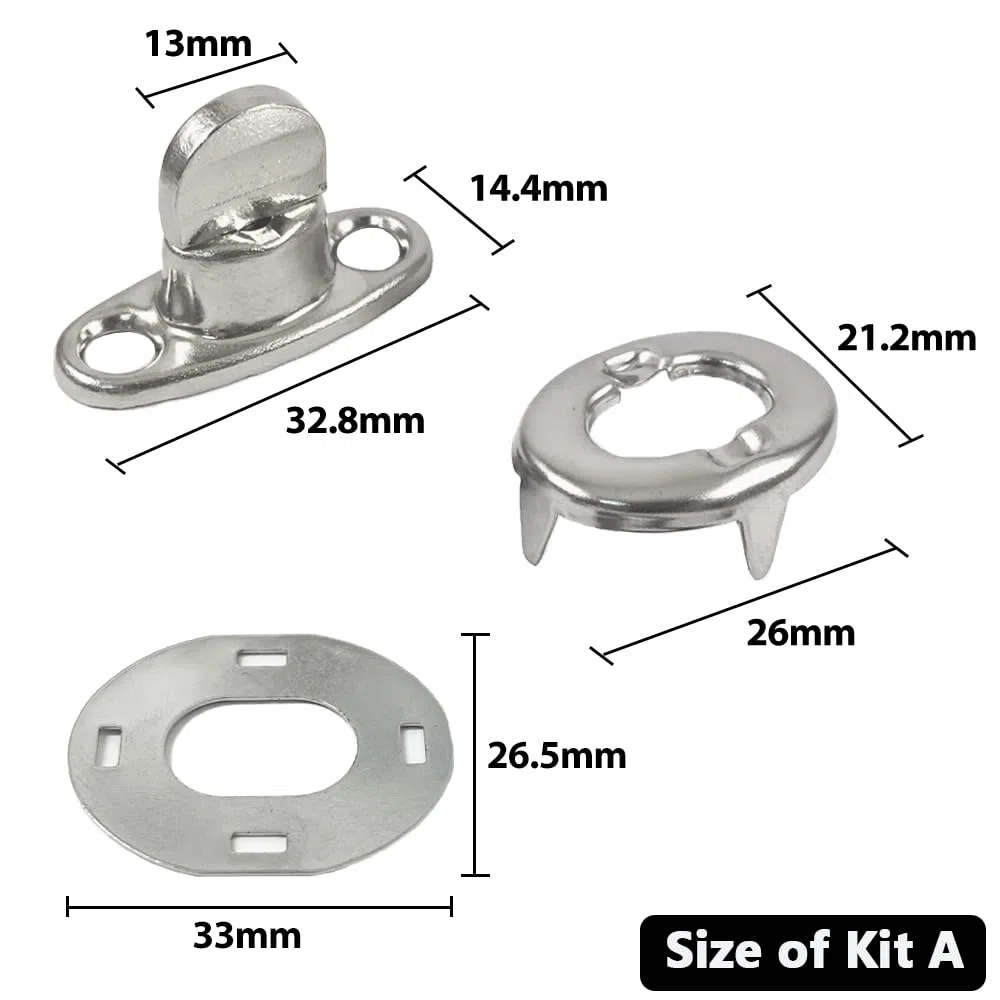 Kit di fissaggio a bottone girevole di grado marino con basi ad occhiello e viti, strumenti di bloccaggio a torsione per barche, accessori hardware per copertura in tela, set da 10 (A)